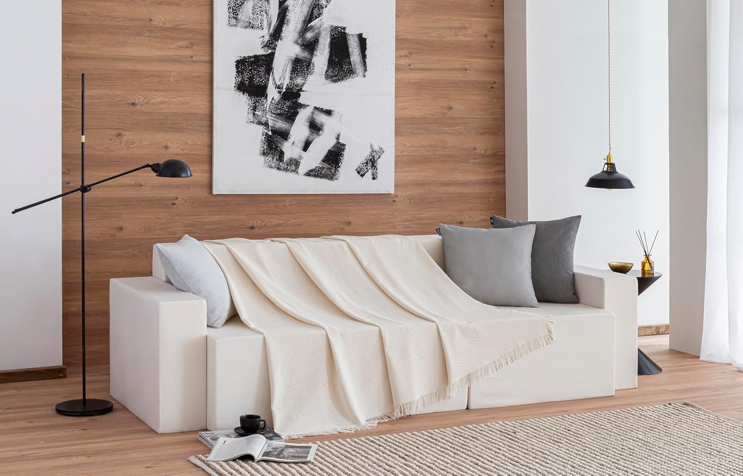 Thumbnail 2 de Todocama narzuta wielofunkcyjna 230 × 260 cm, kremowa, z bawełny z recyklingu