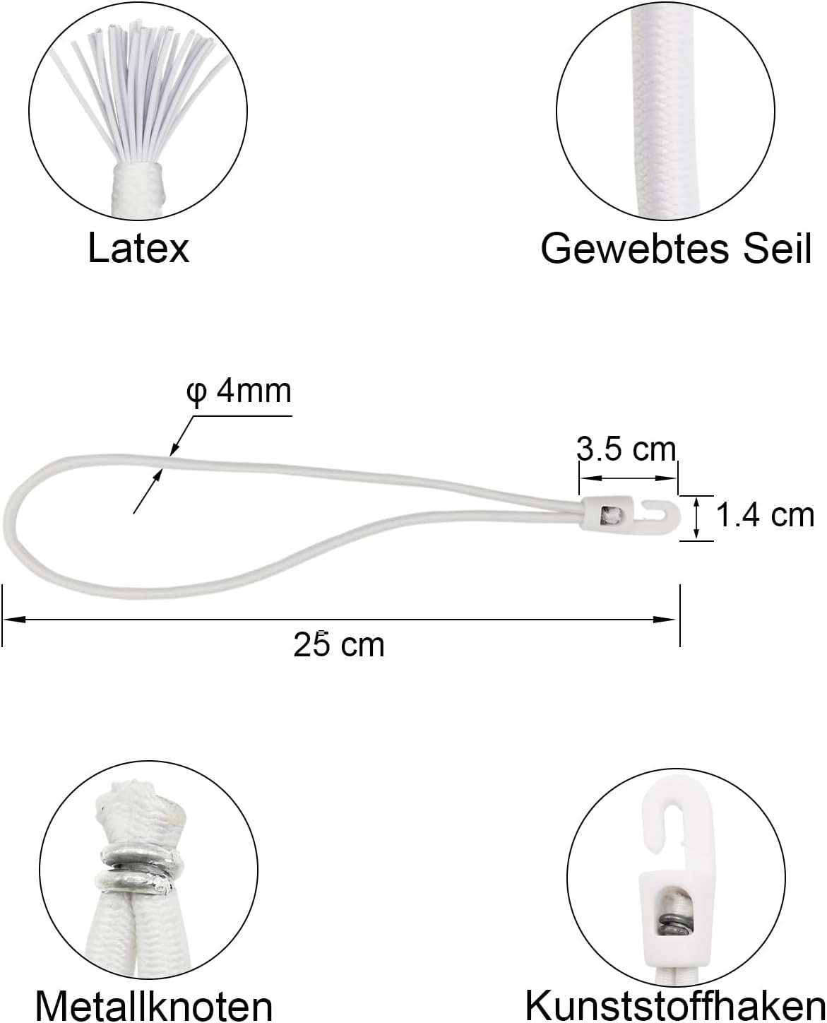 Detalle 2 de Spannwummi mit Haken 25 cm, 50 Stück