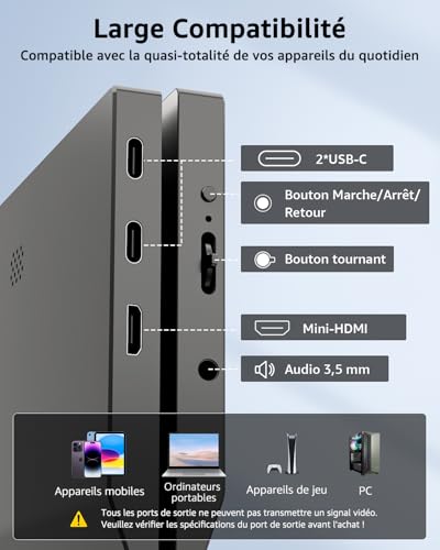 Thumbnail 2 de Yodoit Écran Portable 15,6" FHD IPS – Moniteur léger avec HDMI/USB-C et haut-parleurs intégrés