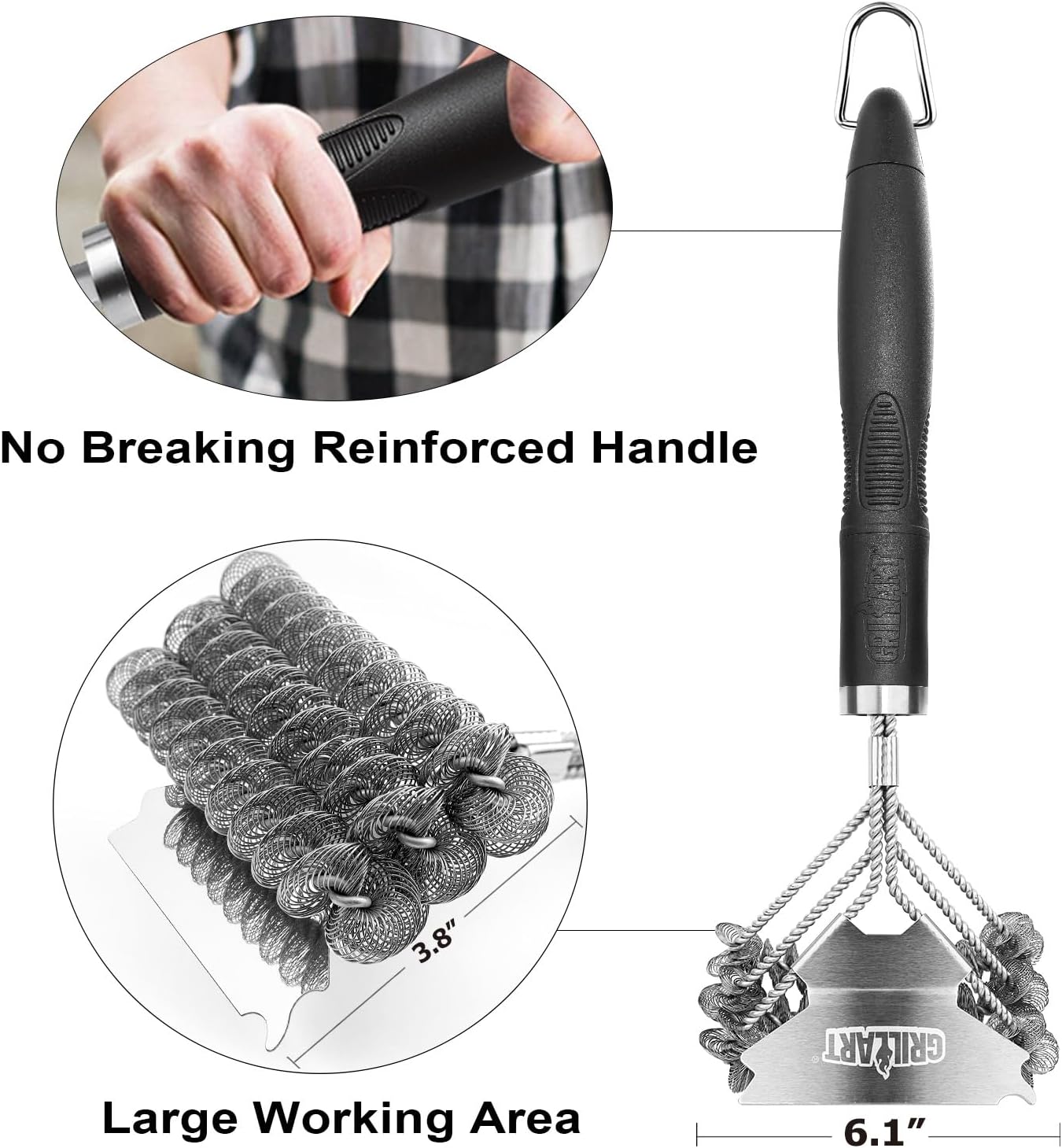 Detalle de Bristle Free Grill Brush and Scraper (18'' Stainless) for Porcelain, Gas, Charcoal Grills