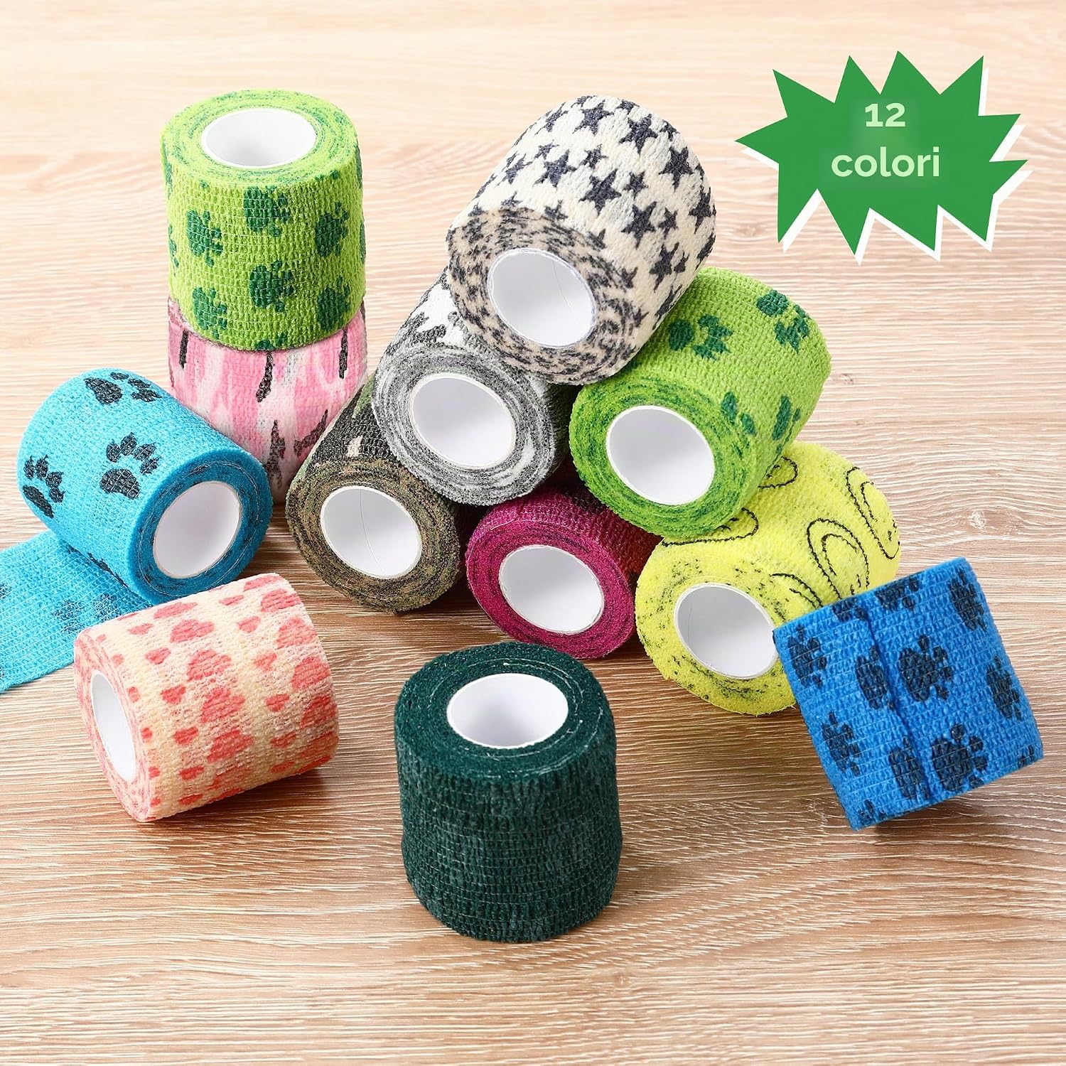 Detalle de Benda Elastica Autoadesiva per Bendaggi Animali – 12 Rotoli 5 cm x 4,5 m