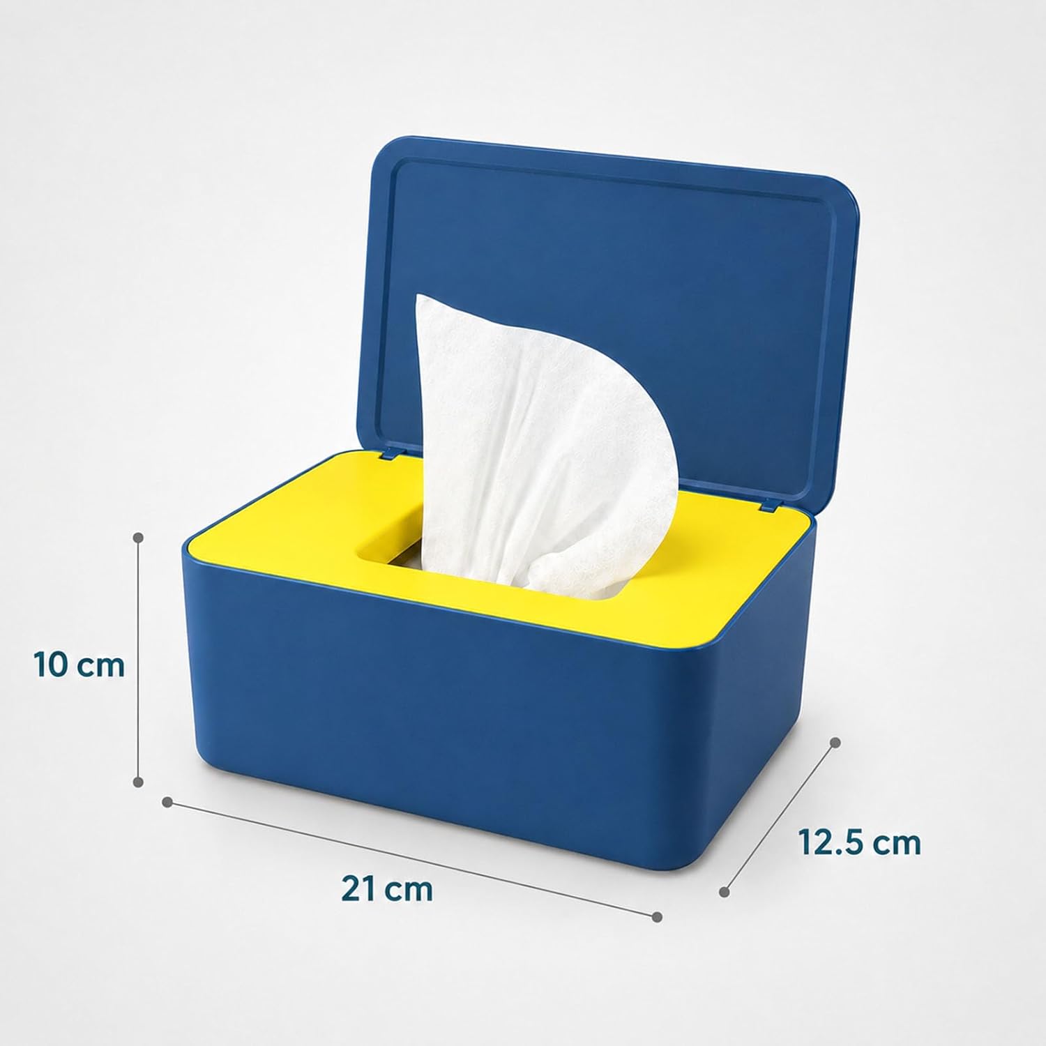 Detalle de jiuzcare Wet Wipes Box with Flip Lid – Blue Yellow Dispenser