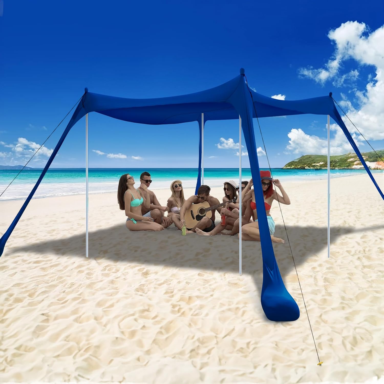 Thumbnail 5 de COMMOUDS Beach Tent Sun Shelter (UPF50+) 12x12ft Pop-Up Canopy with Sandbags, Shovel, and Windproof Poles