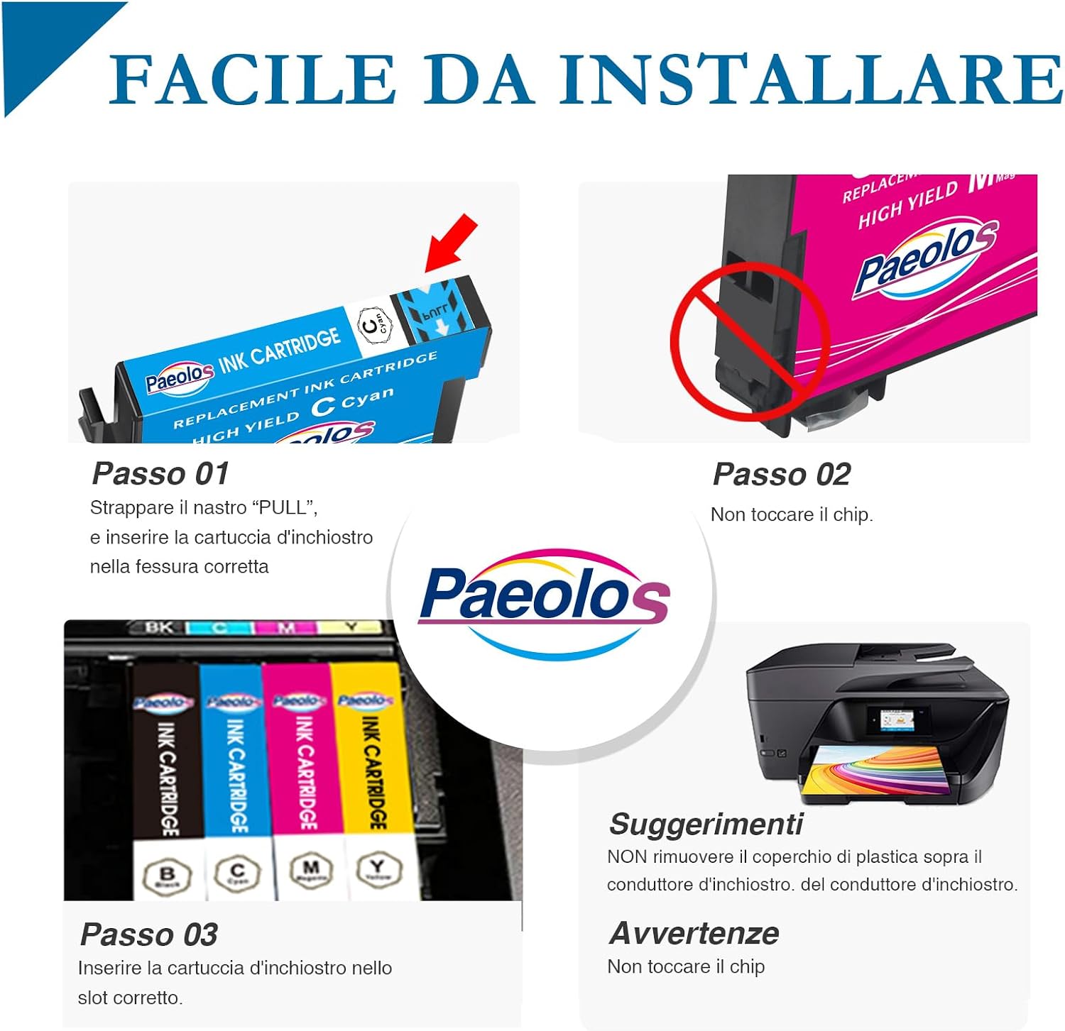 Detalle de Paeolos 603XL Cartucce Compatibili per Epson 603/603XL Multipack (16 pezzi) per Expression Home e WorkForce