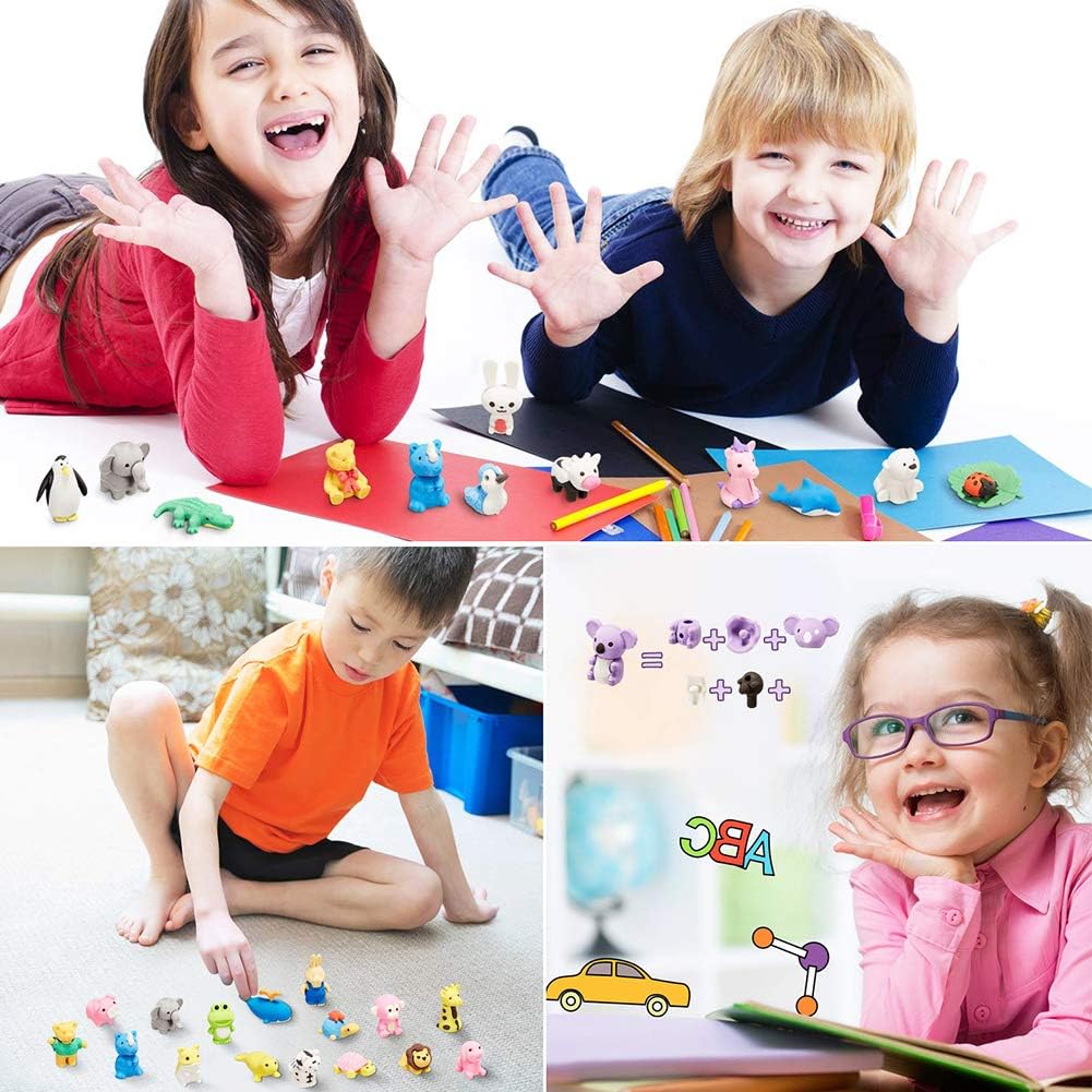 Detalle de URSKYTOUS Puzzle Animal Erasers, 46-Piece Set
