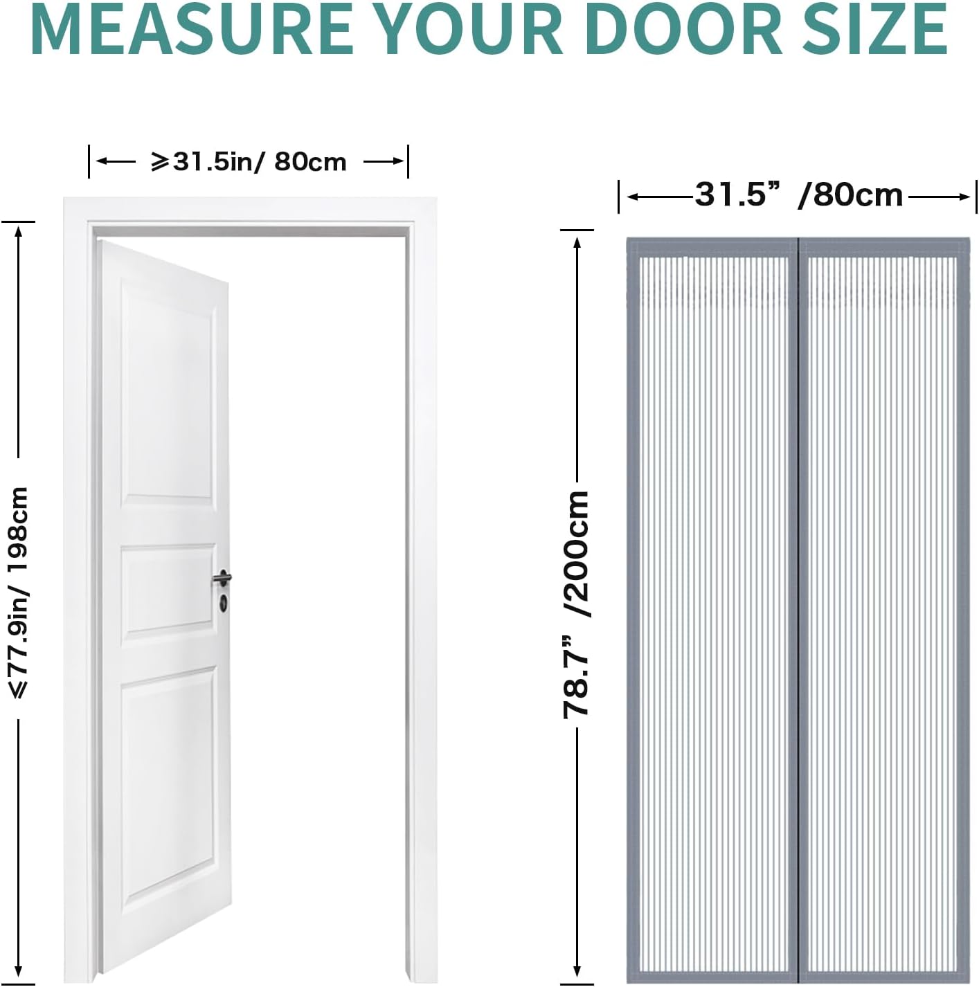 Thumbnail 1 de SMALUCK Magnetic Door Screen: Heavy-Duty Fly Mesh 80 x 200 cm in Grey