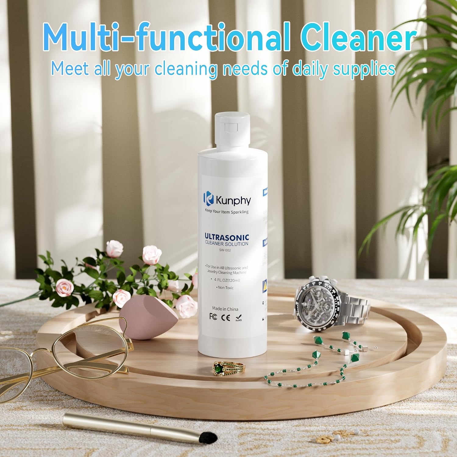 Detalle de Kunphy Ultrasonic Jewellery Cleaner Fluid – Concentrated, Fragrance-Free Cleaning Solution