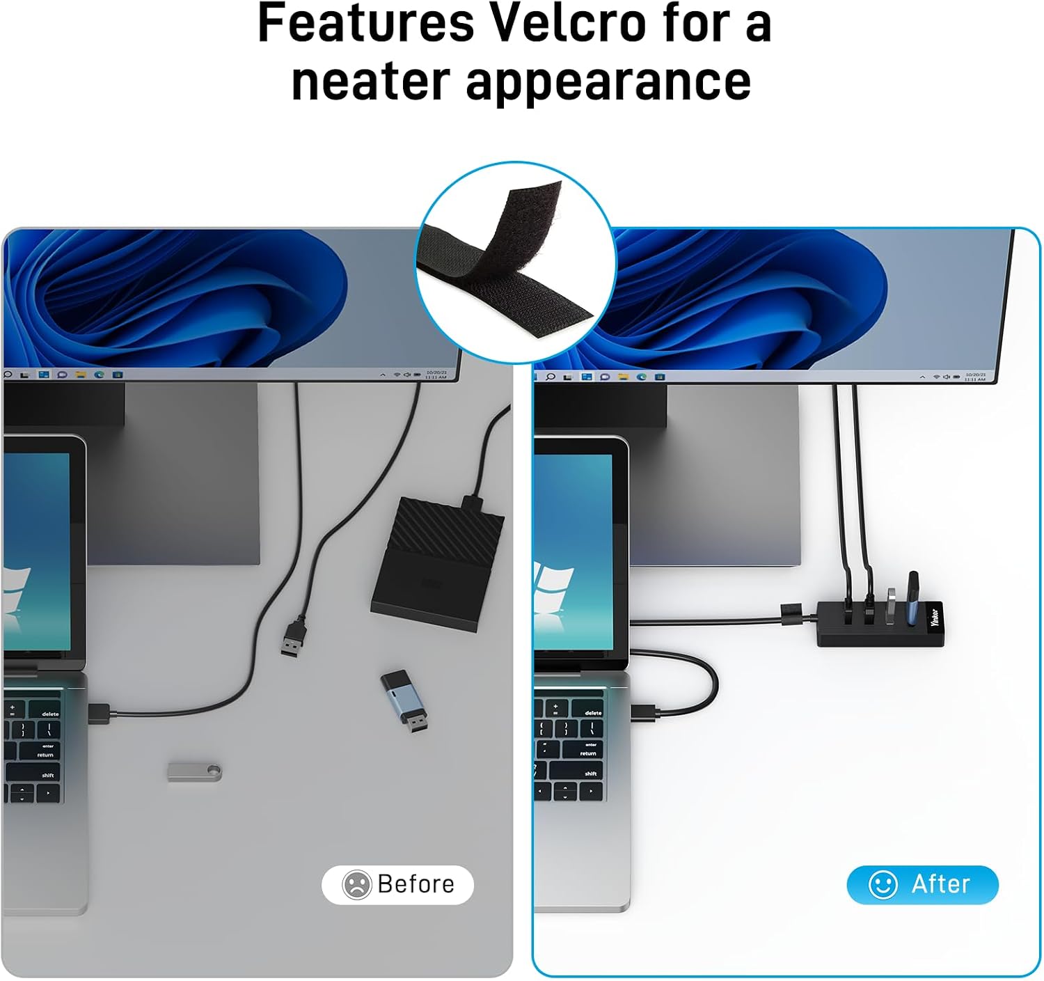 Detalle de Yinker 4-Port USB 3.0 Hub with 5ft Cable and 5V Power Supply