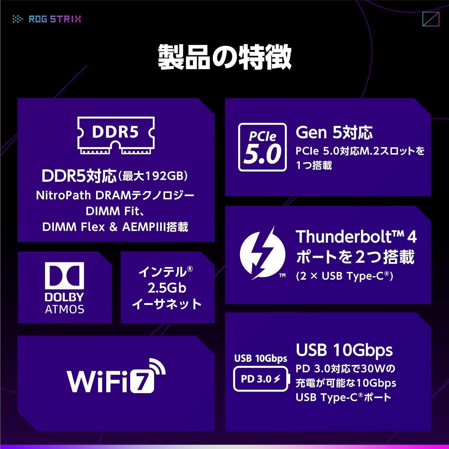 Thumbnail 3 de ASUS ROG STRIX Z890-F GAMING WIFI マザーボード、Wi-Fi 7・PCIe 5.0・DDR5対応