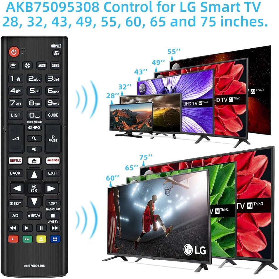 Detalle de UNOCAR (2 Pack) Smart Remote Controls for LG Smart TVs with Netflix & Amazon buttons