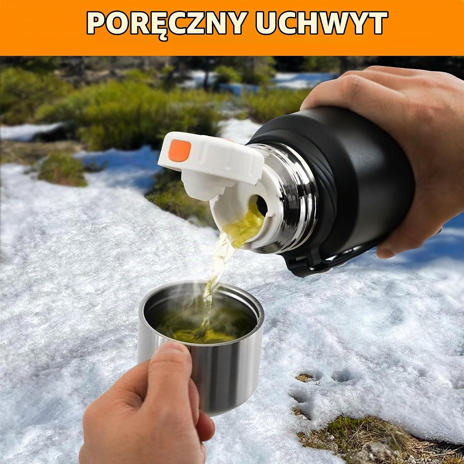 Detalle 1 de Jokisa termos 800 ml ze stali nierdzewnej, próżniowy, z kubkiem i sitkami