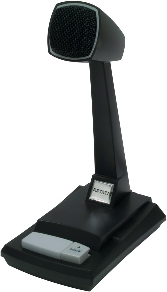 Micro de bureau Astatic 302-AST878DM CB noir avec commande Push-to-Talk/Lock-to-Talk