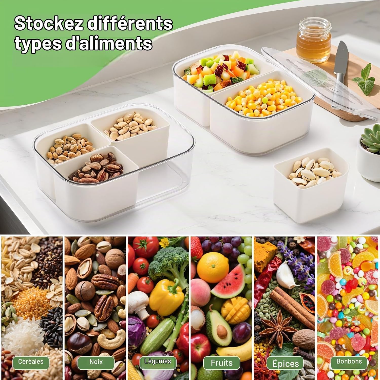 Thumbnail 5 de Luxear 0803-WT snackboxenset met 4 + 2 vakken, luchtdicht en vaatwasmachinebestendig