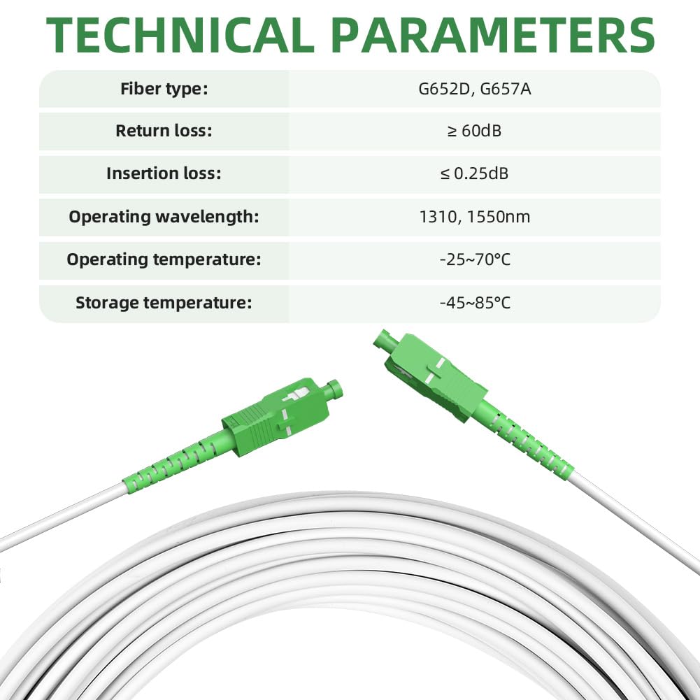 Detalle de OFFCUP SC/APC-10M-OS2-SM Fibre Optic Cable, 3 m, Single-Mode Simplex