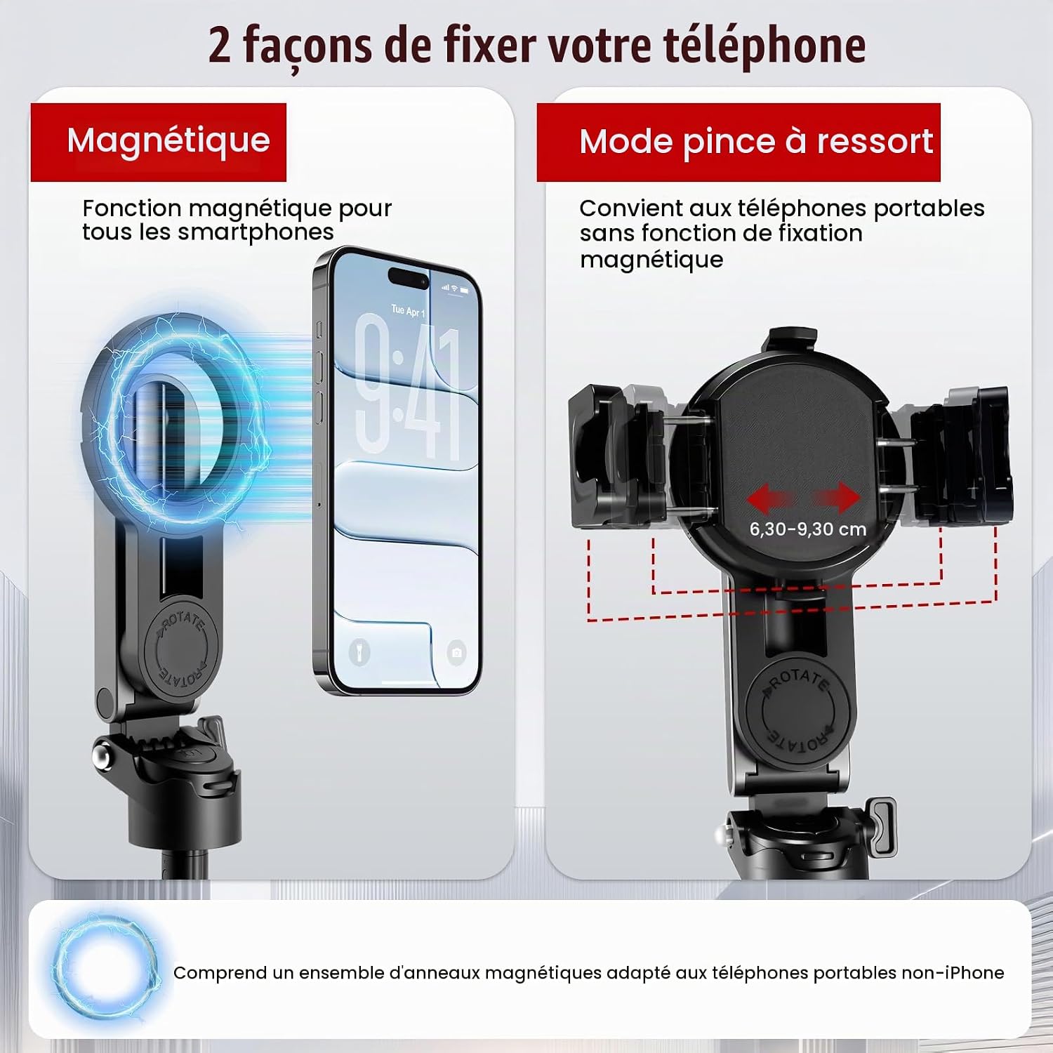 Thumbnail 2 de Jaxiyun Selfie Stick: magnetisch 4-in-1 mini-statief met bluetooth-afstandsbediening