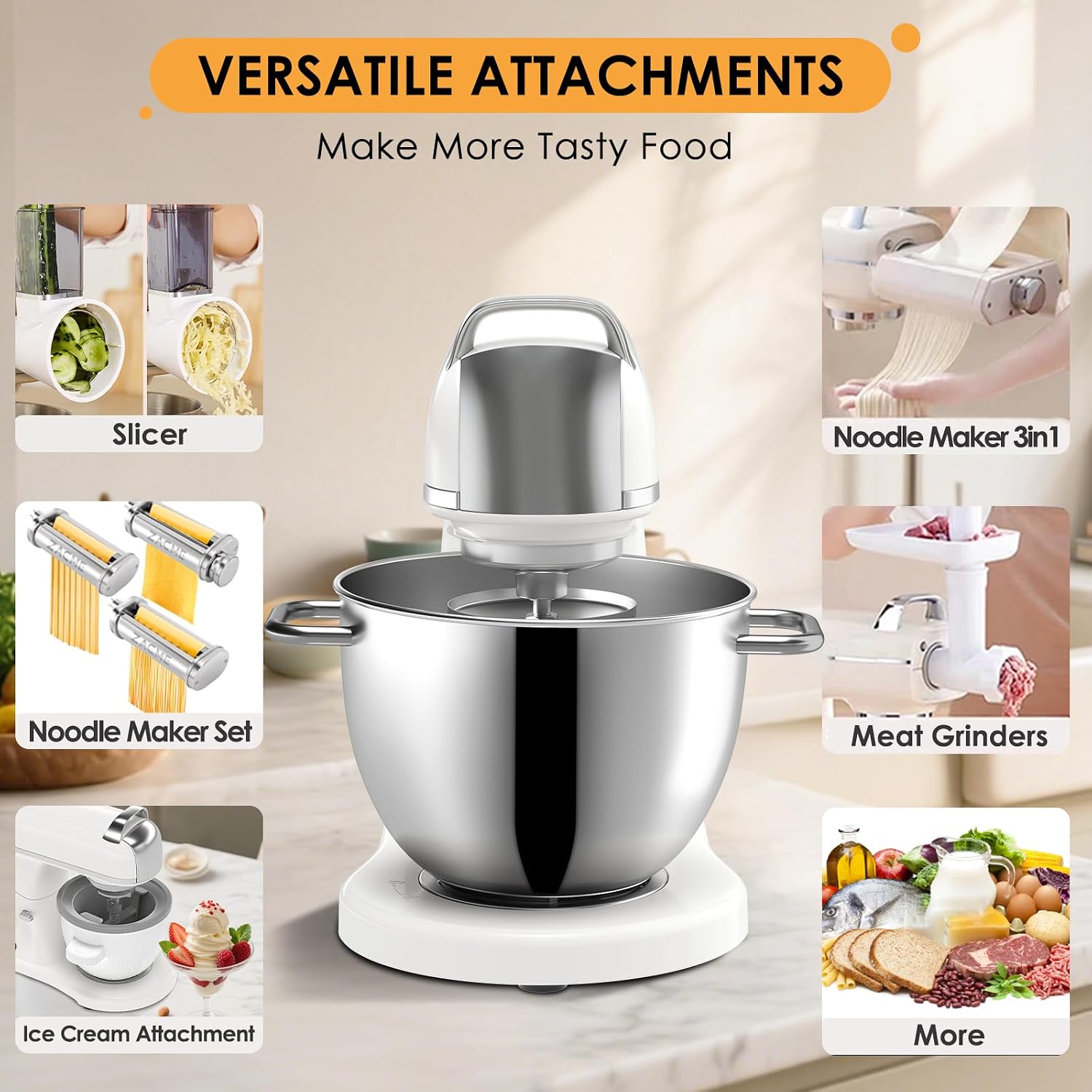 Detalle de ZACME Commercial Stand Mixer 8 L, 800W 🍽