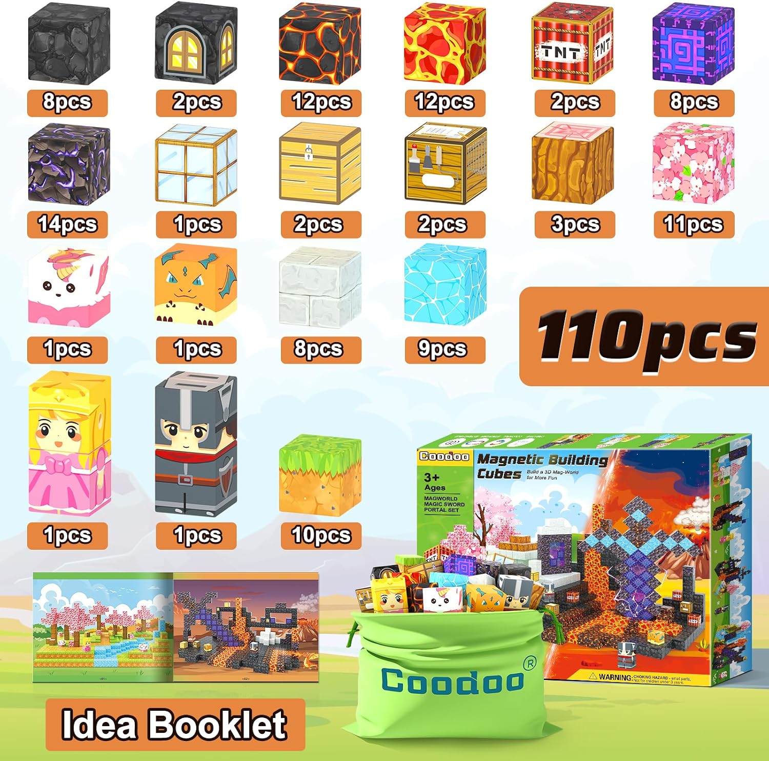 Thumbnail 6 de Coodoo Magnetische Bausteine 110 Teile – Lernspielzeug 🧩