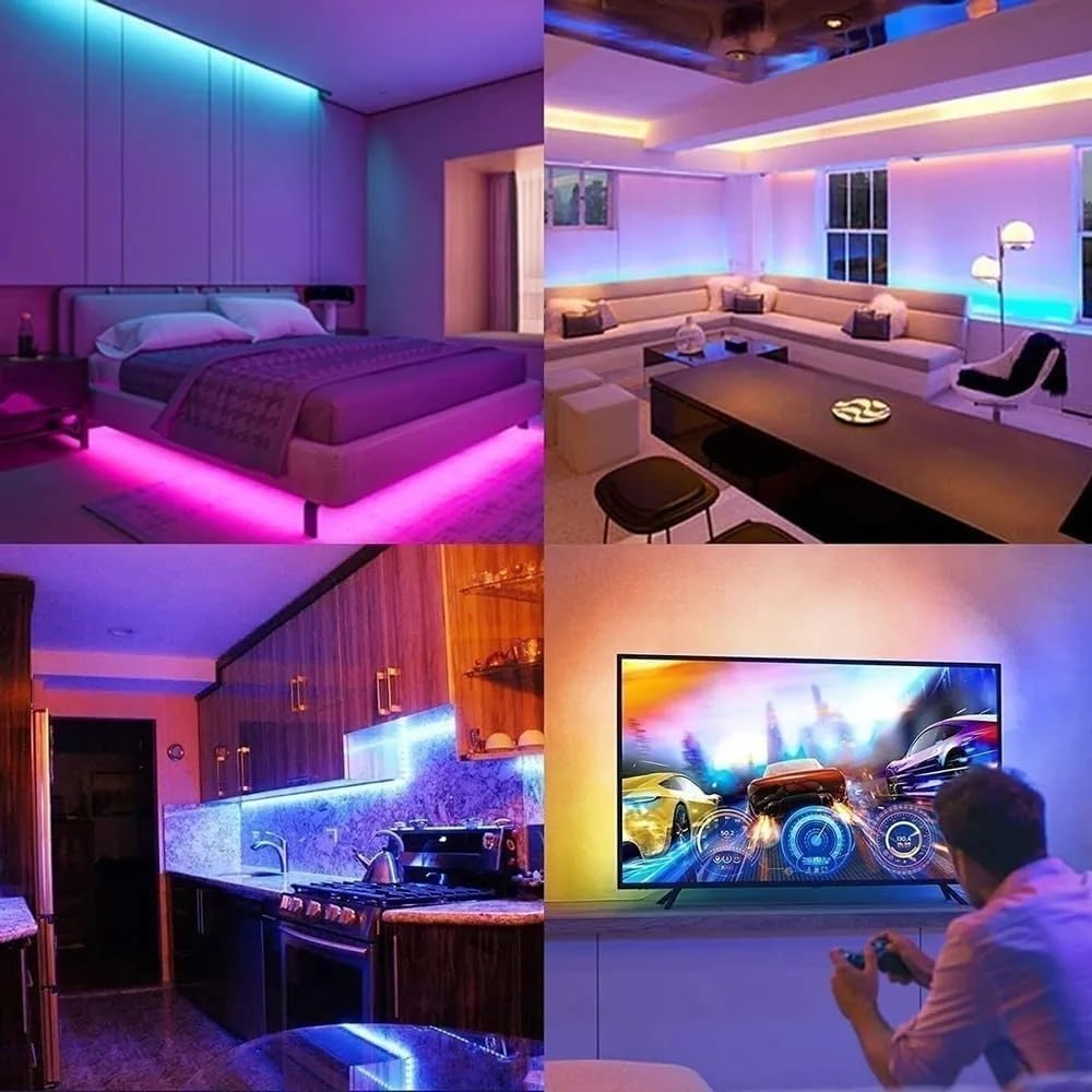 Thumbnail 4 de phopollo 30m LED Strip Light for Bedroom – Bluetooth App & Remote, Music Sync, RGB, Self-Adhesive