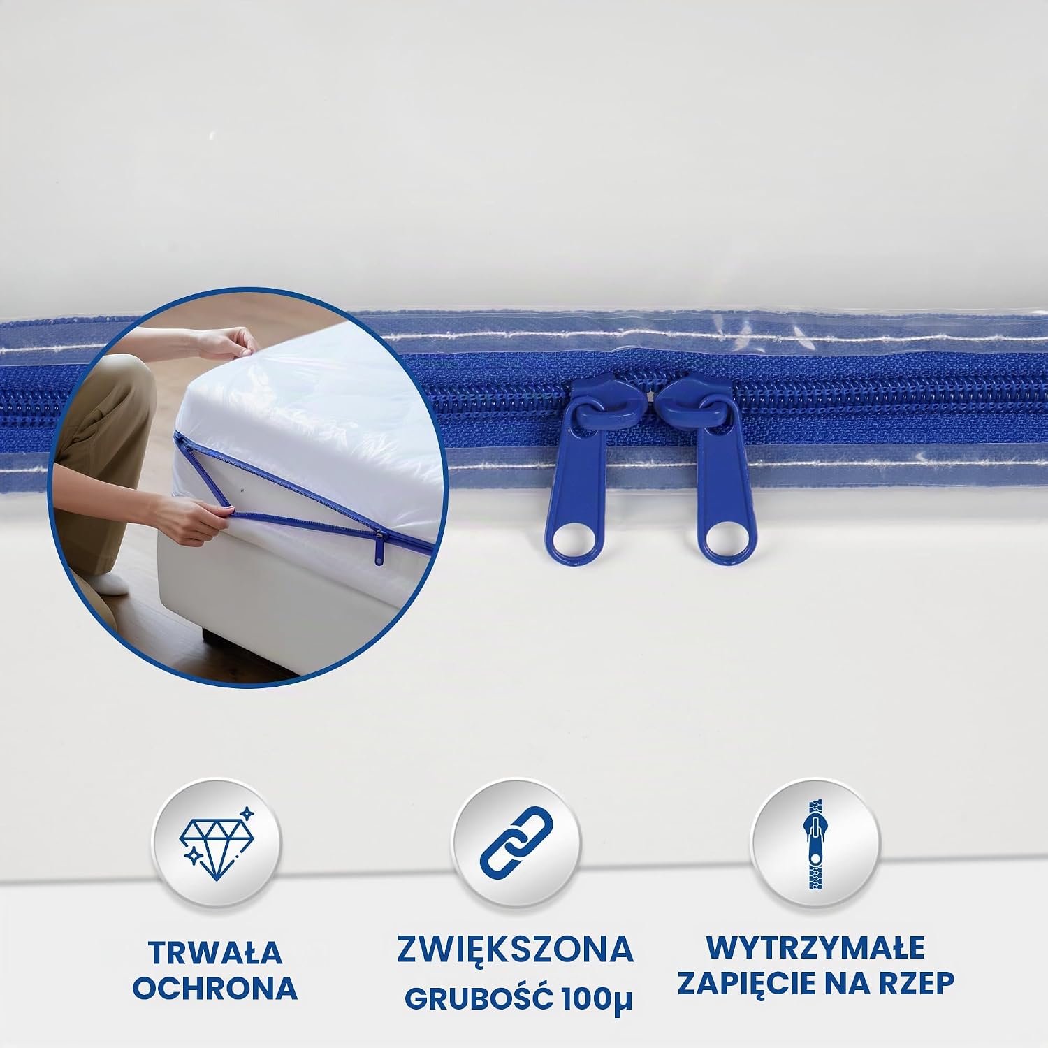Detalle 2 de Aonext C-0171-01 – 2 pokrowce na materac 90 × 200 × 30 cm z zamkiem