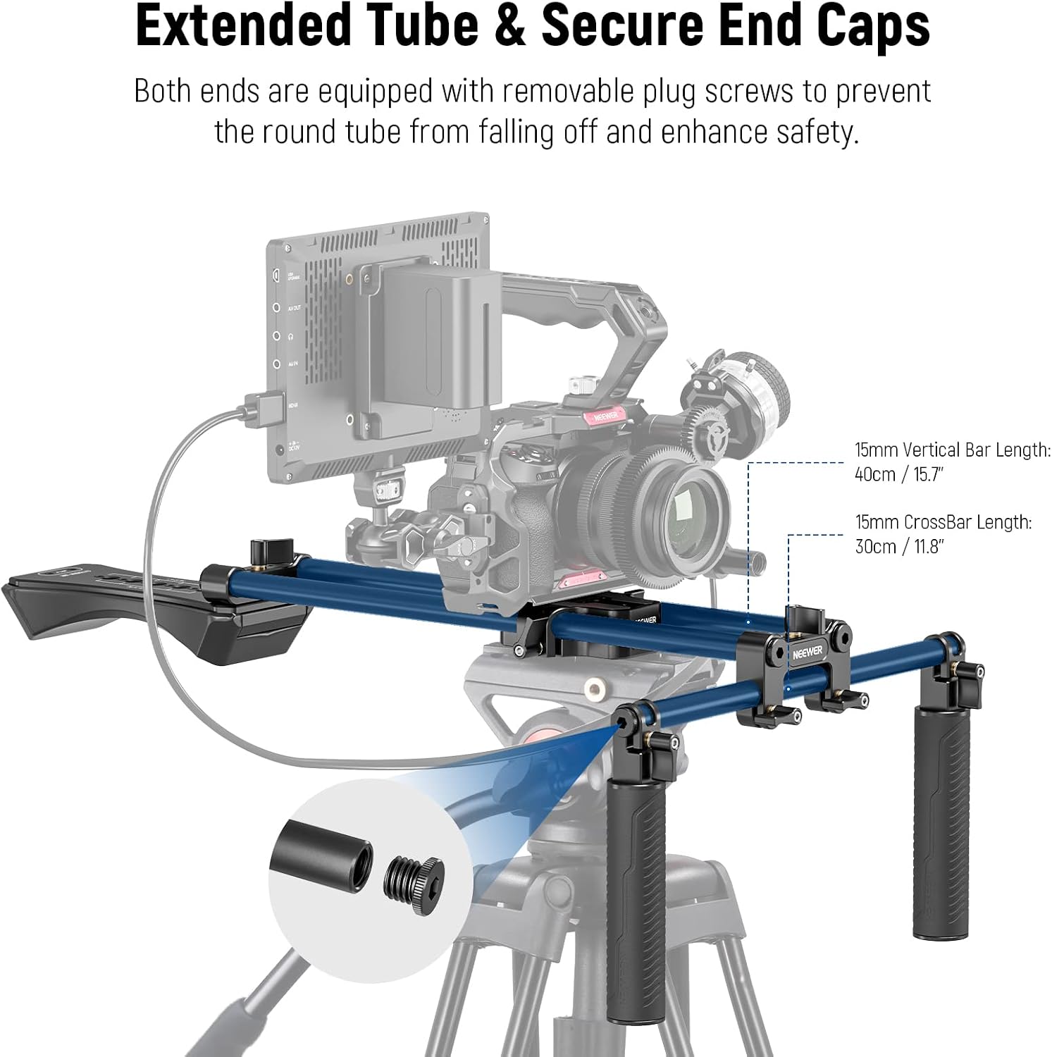 Detalle de NEEWER SR004 : kit d’épaule universel avec varilles 15 mm (40 cm) pour stabiliser une caméra