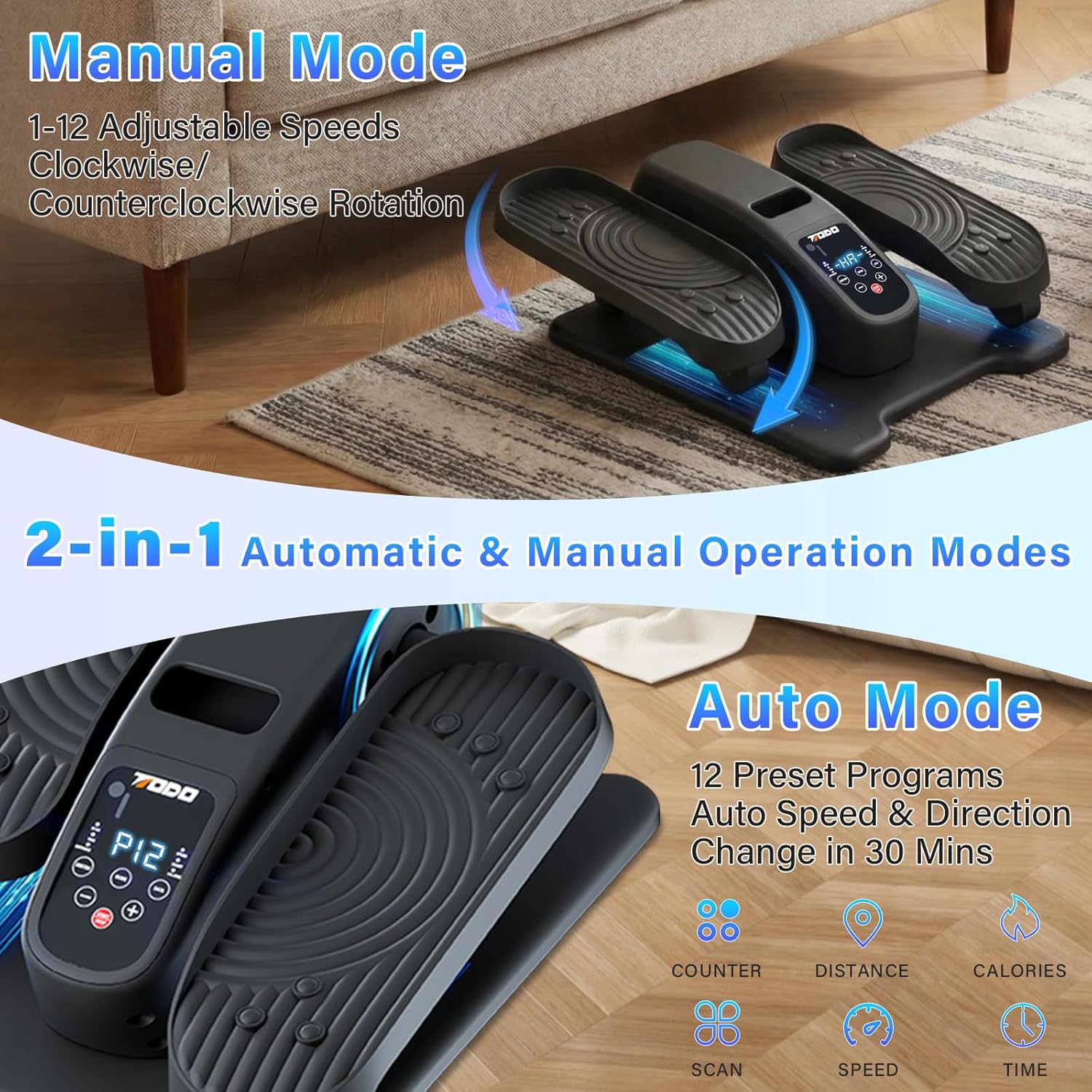 Thumbnail 2 de TODO Mini Under Desk Elliptical Machine with Remote Control (12 Speed Levels)