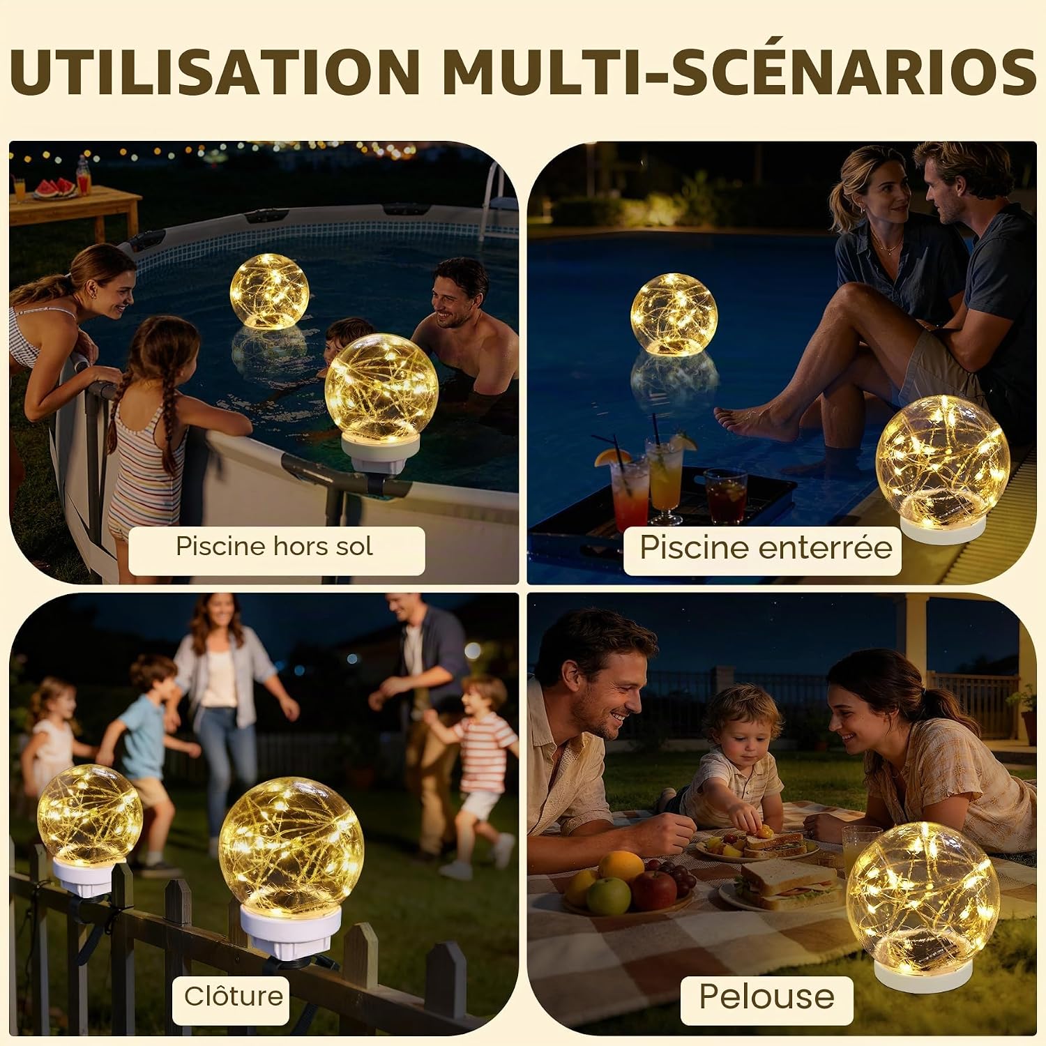 Thumbnail 6 de DeeprBling Lumière Piscine Hors Sol Solaire 2 en 1 – Lampe Flottante LED IP68 pour Piscine à Cadre