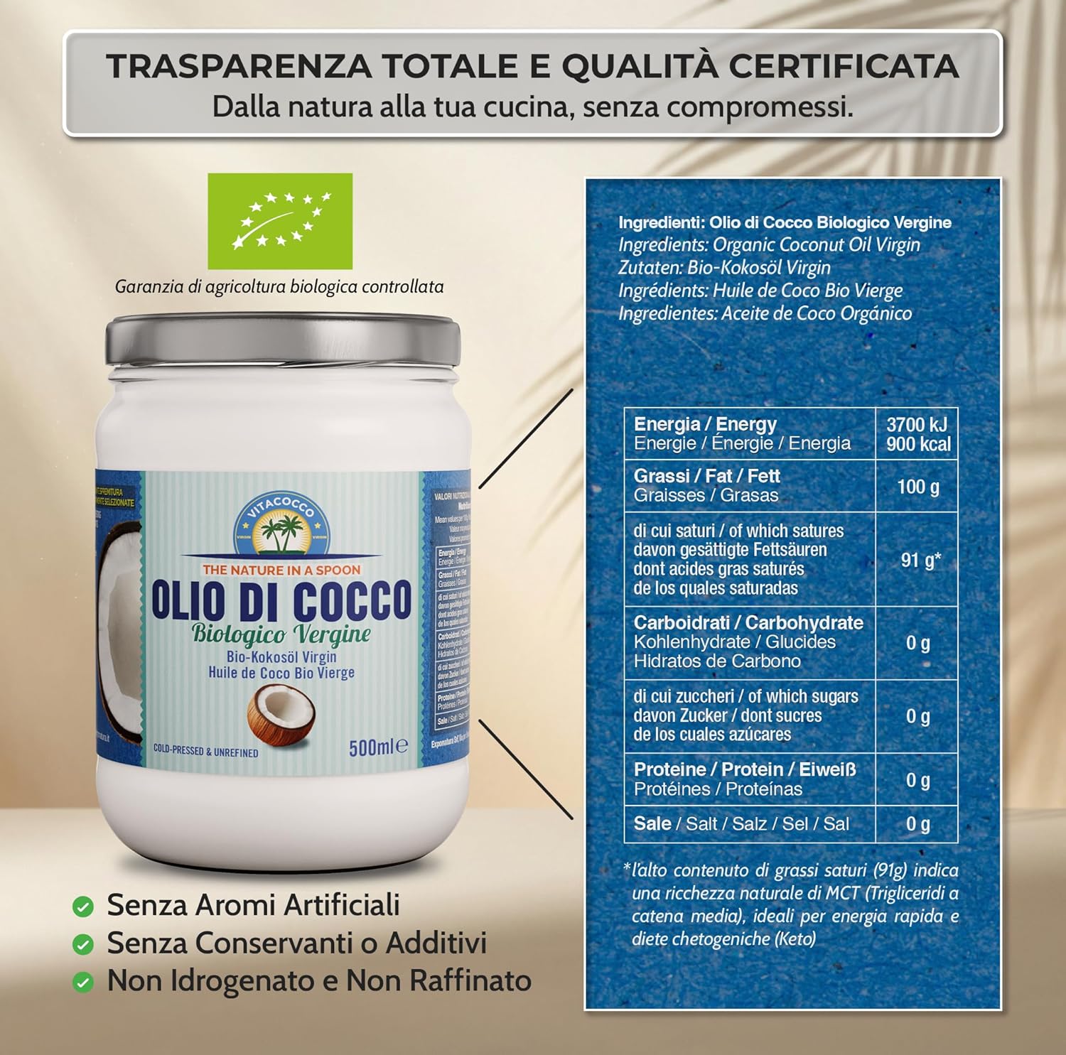 Thumbnail 5 de Exponatura Olio di Cocco Biologico 500 ml: crudo e spremuto a freddo, 100% naturale