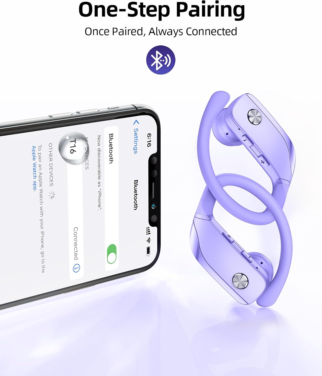 Detalle de bmanl T16 Wireless Earbuds with Ear Hooks, LED Display and 80-Hour Playtime