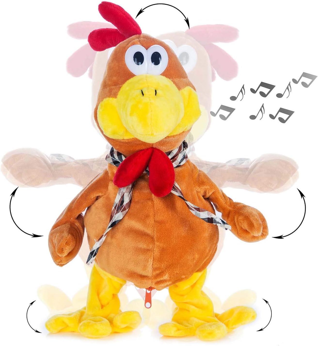 Detalle de GOODS+GADGETS Coq en peluche dansant et parlant : joue une mélodie et voltige sauvagement