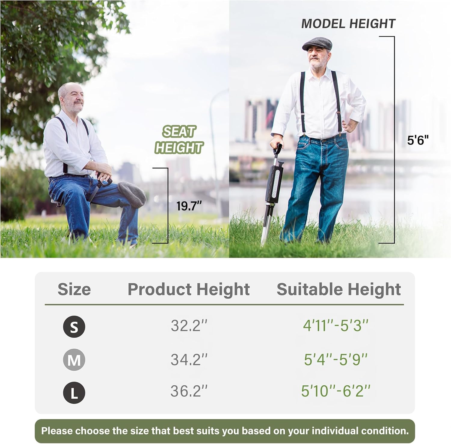 Detalle de Ta-Da Chair Series 2 Portable Walking Stick with Seat (Foldable Camping Chair) by STEP2GOLD