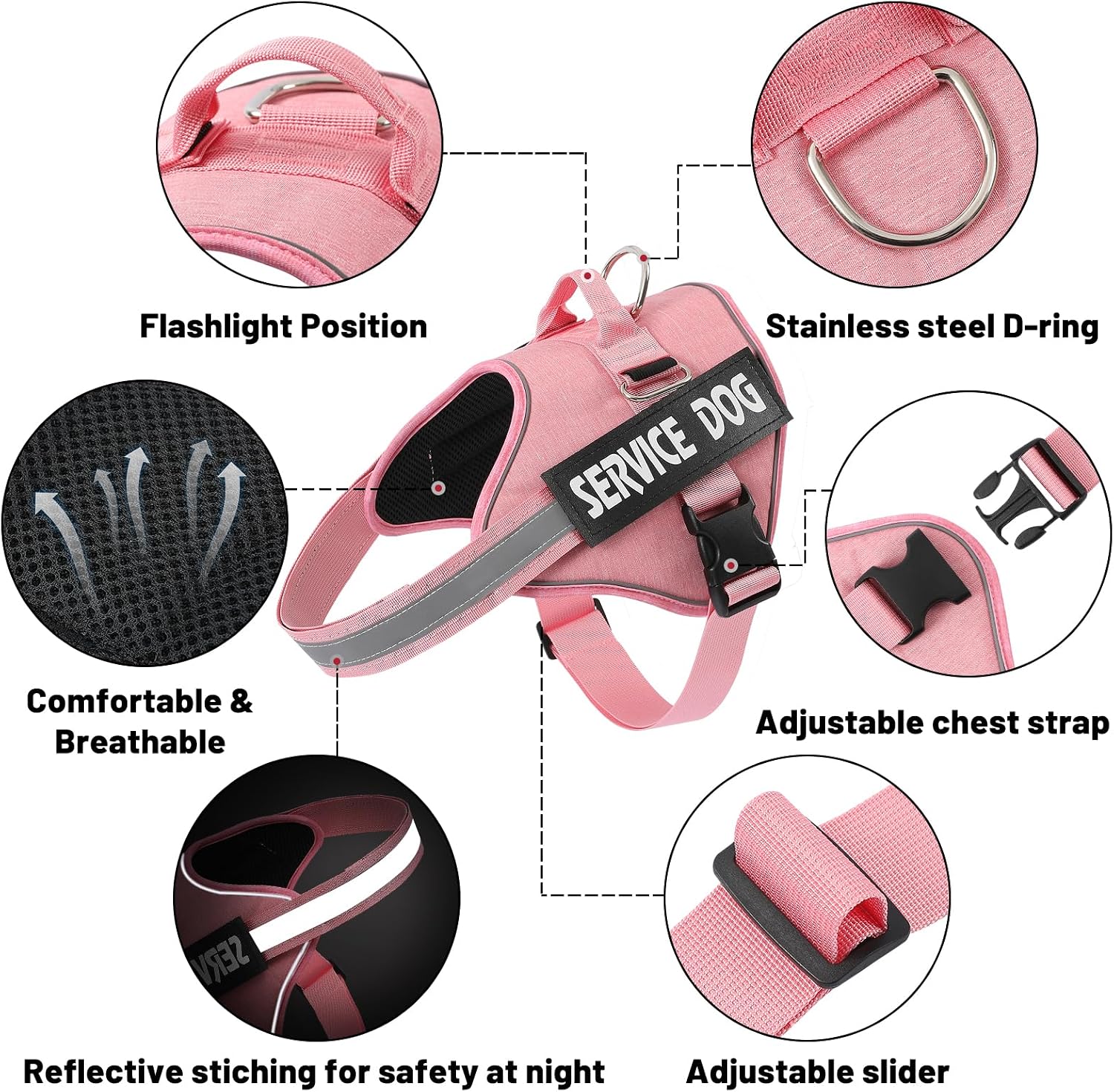 Detalle de Belababy Service Dog Harness S, Light Pink