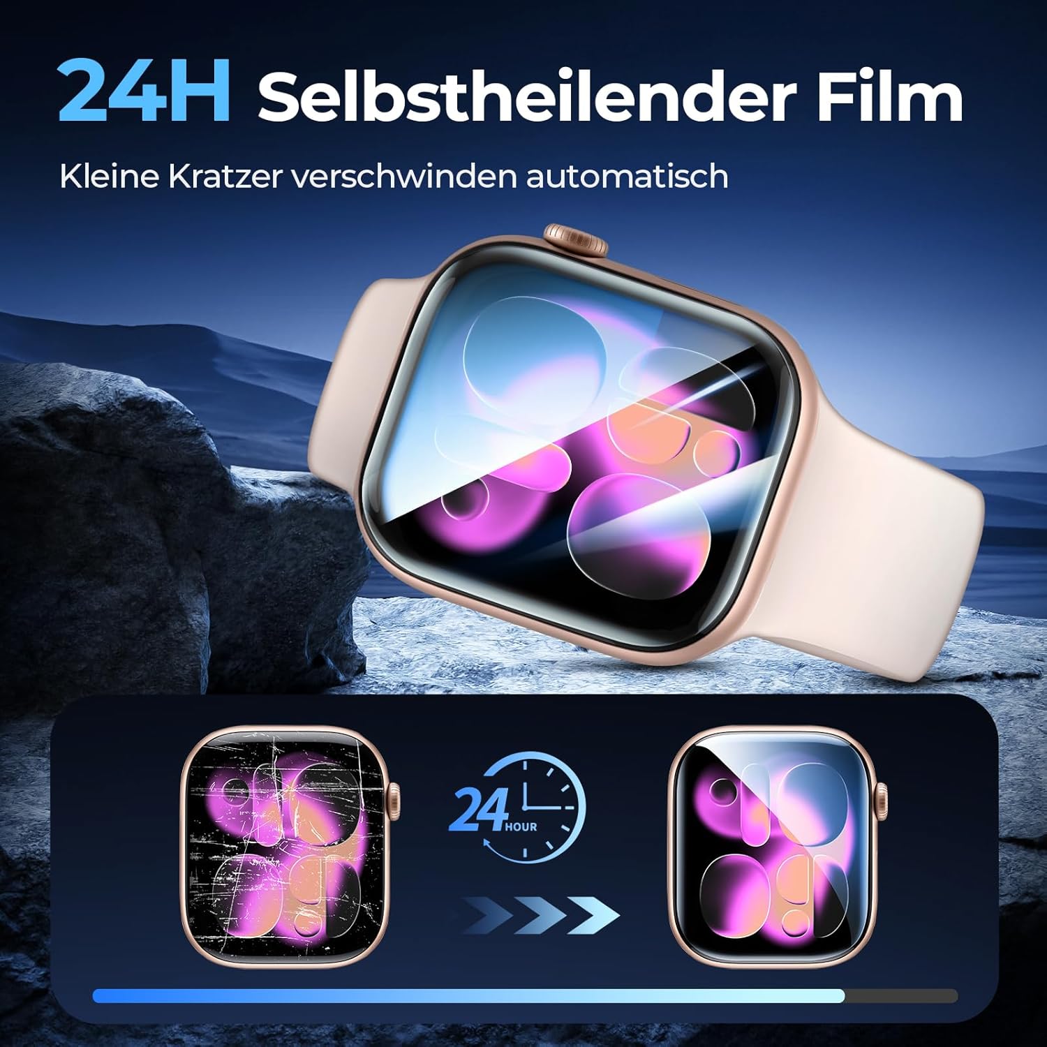 Detalle de LK Displayschutzfolie 8er-Set für Apple Watch 42mm Series 11/10 – TPU, selbstheilend, blasenfrei