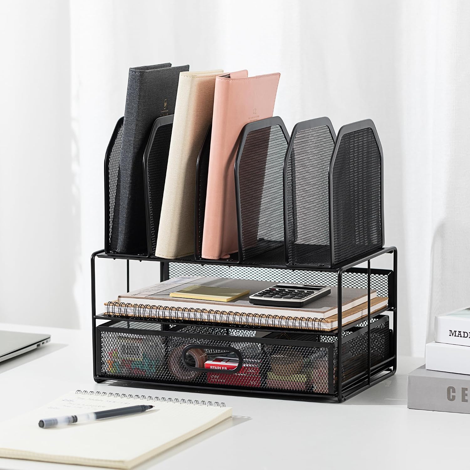 Thumbnail 4 de Amazon Basics Mesh Desk Organizer with Sliding Drawer and Double Tray
