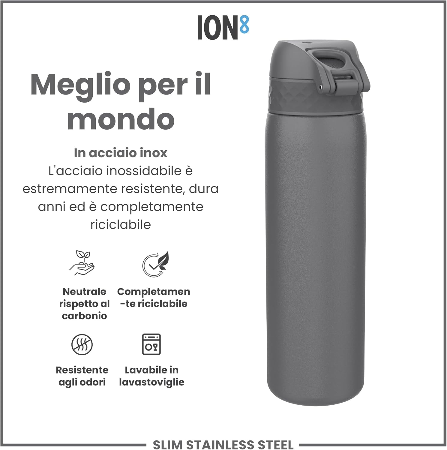 Detalle de ION8 Borraccia in Acciaio Inox Prova di Perdite – Facile da Aprire, Lavabile in lavastoviglie, senza BPA, con maniglia
