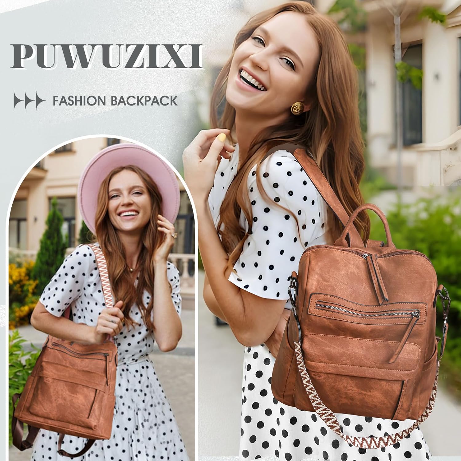 Detalle de Puwuzixi Rucksack für Damen mit Diebstahlschutz
