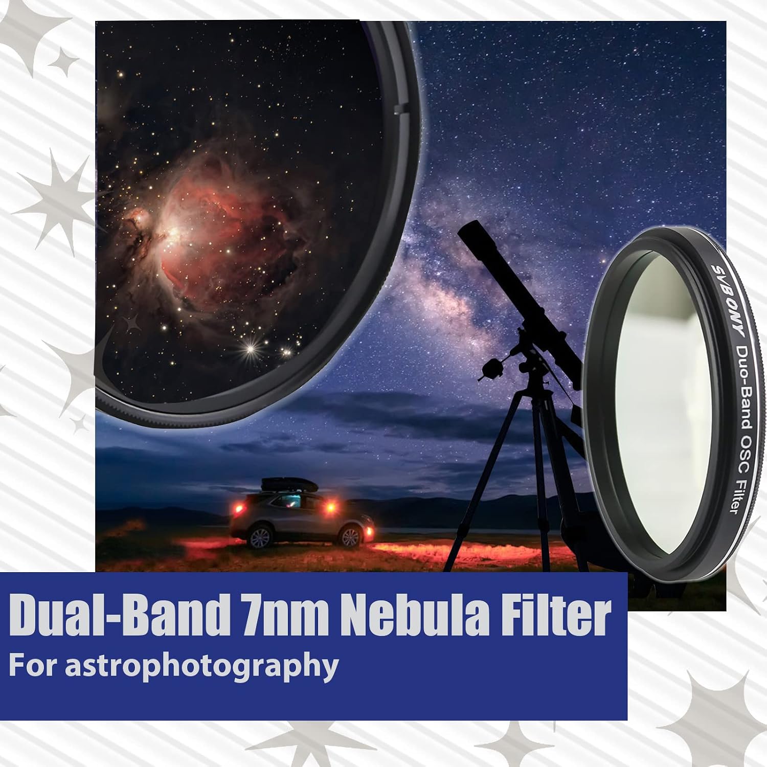 Thumbnail 1 de SVBONY SV220 Astro Dual Schmalbandfilter (2 Zoll) für H-Alpha & OIII, 7 nm