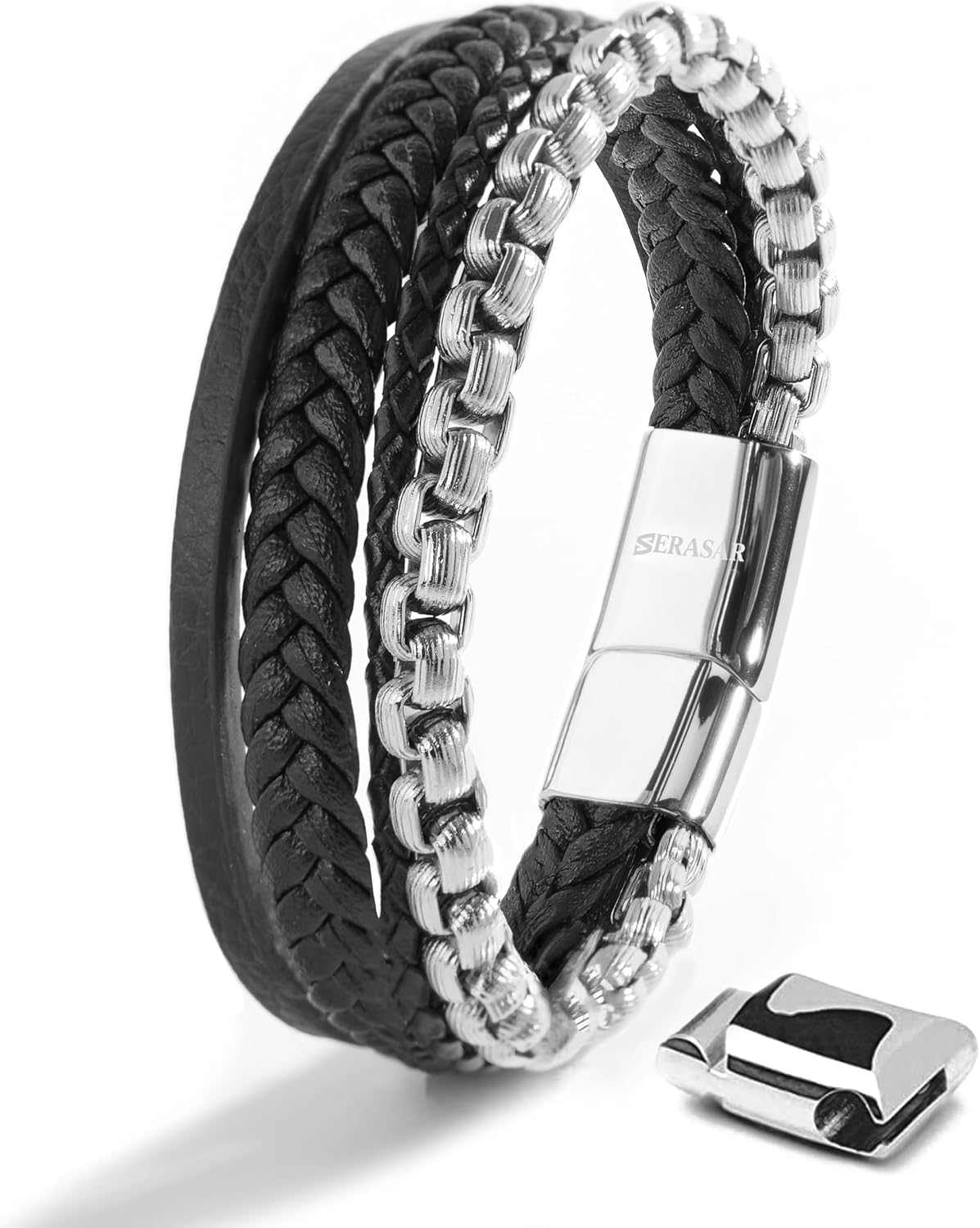 Detalle de SERASAR Bracelet Homme Cuir Magnétique