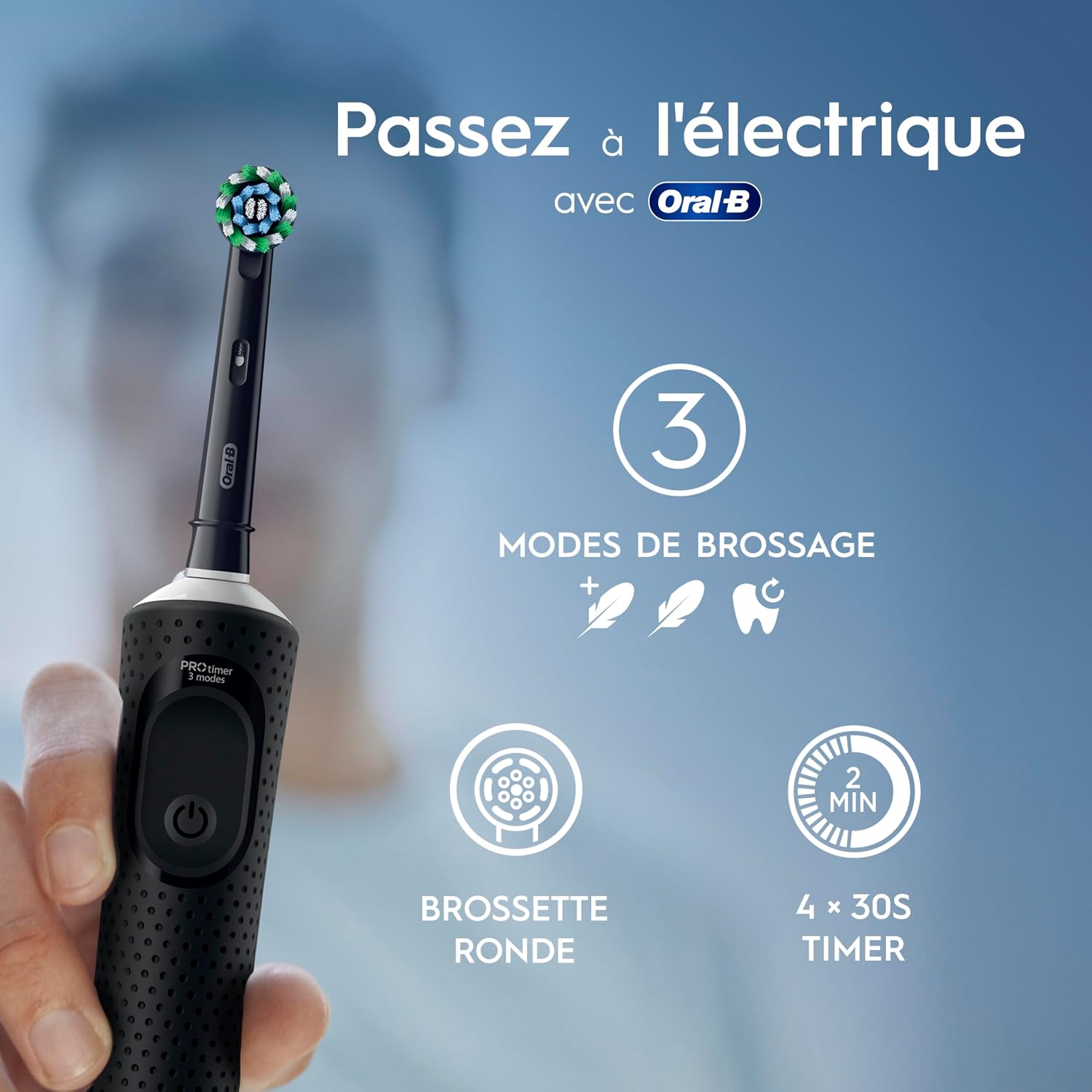 Detalle 2 de Oral-B Vitality Pro – Brosse à Dents Électrique Noir avec Brossettes interchangeables