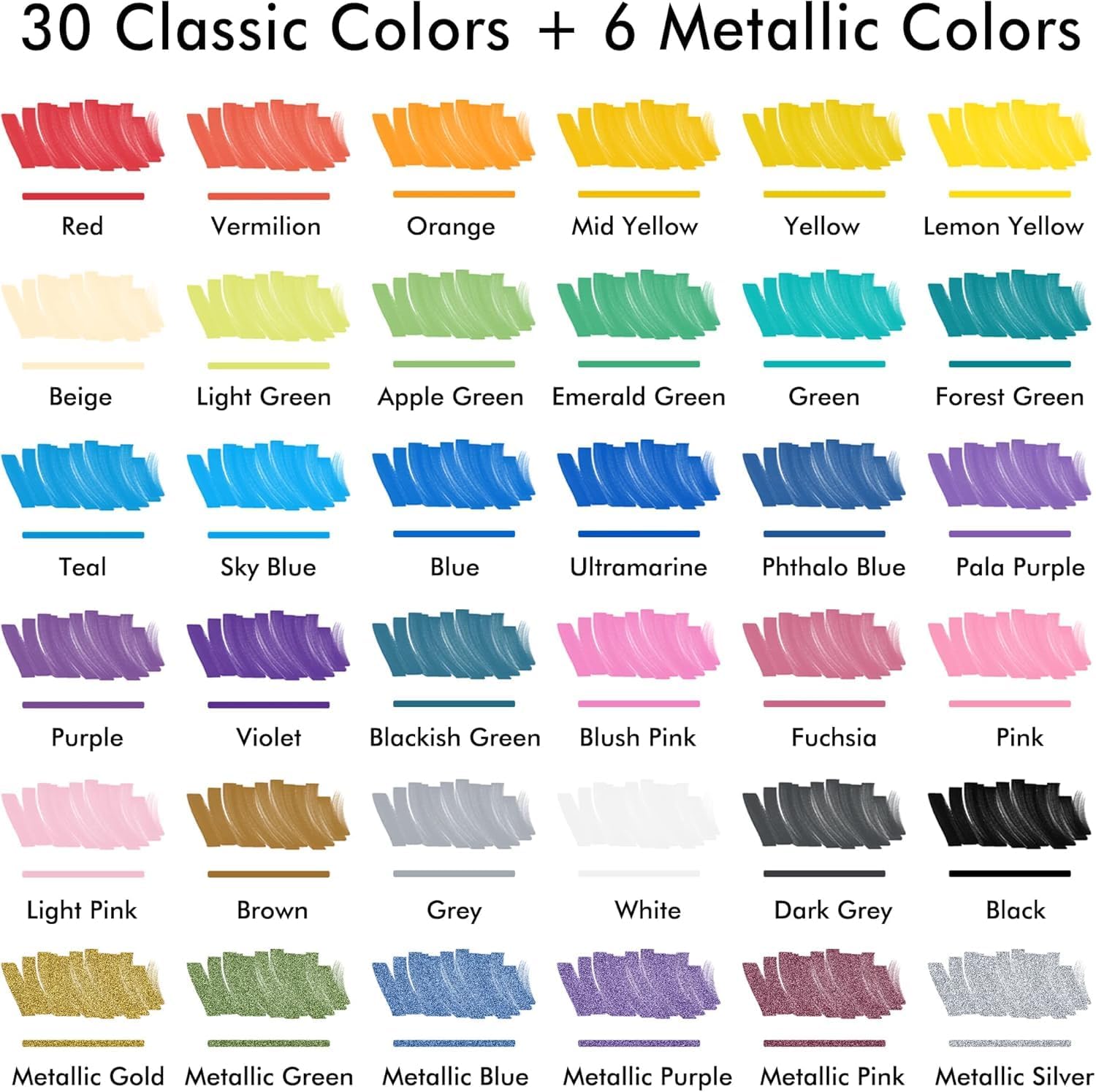 Detalle de Shuttle Art Dual Tip Acrylic Paint Pens (36 Colours) — fine & brush paint markers for rock, ceramic and more