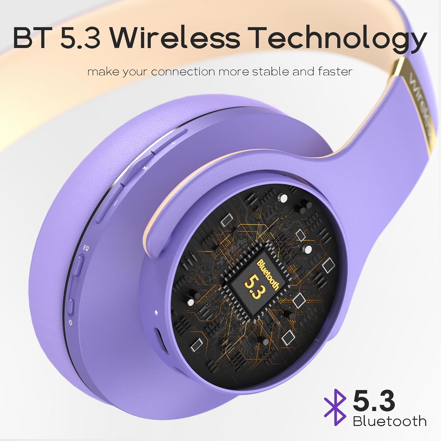 Thumbnail 4 de DOQAUS Bluetooth Headphones Over Ear with 90H Playtime — 5.3 BT, 3 EQ Modes, Foldable & Mic (Purple)
