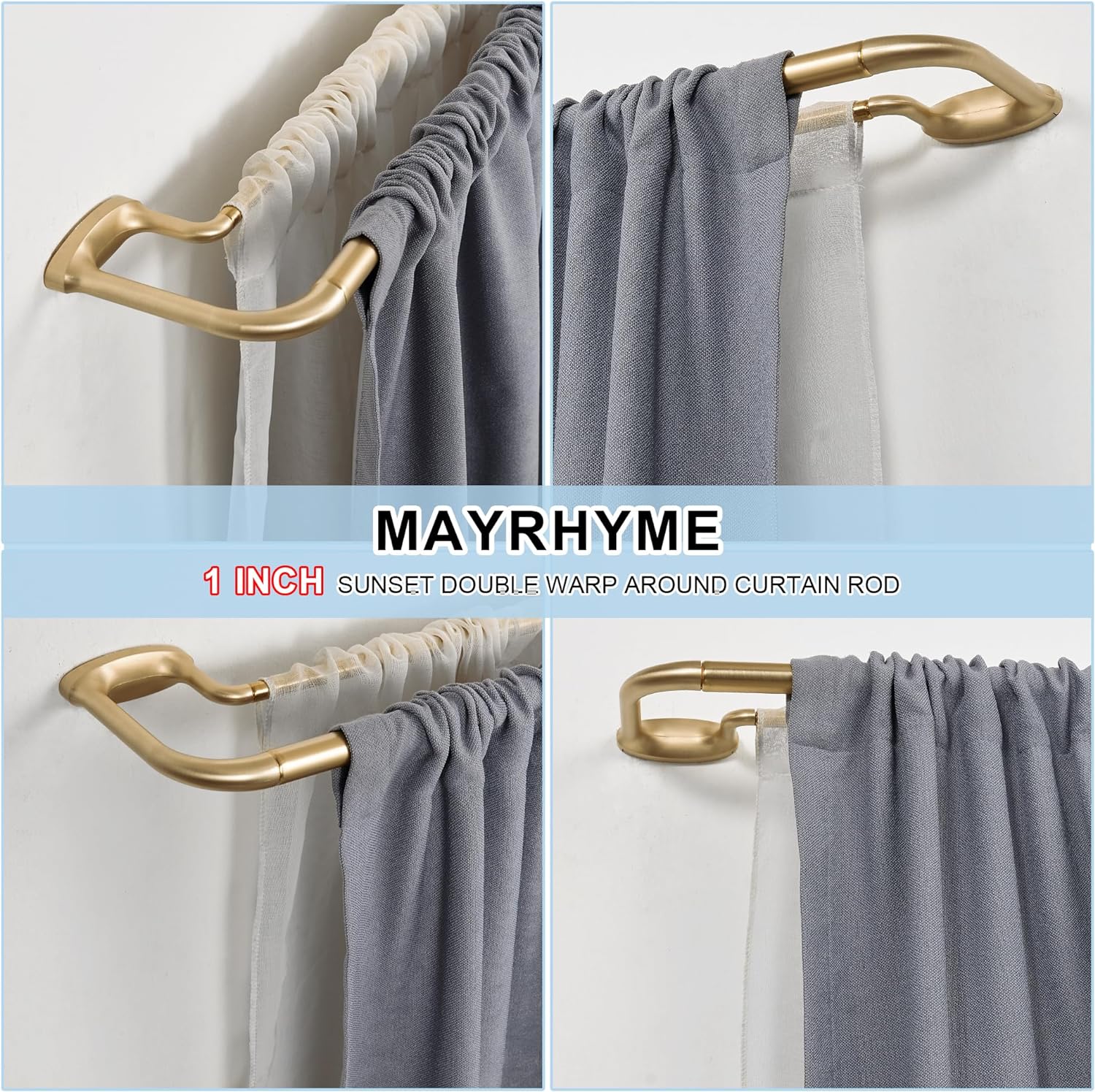 Detalle 2 de Mayrhyme podwójny karnisz zagięty 71,1–419,1 cm, ciepłe złoto