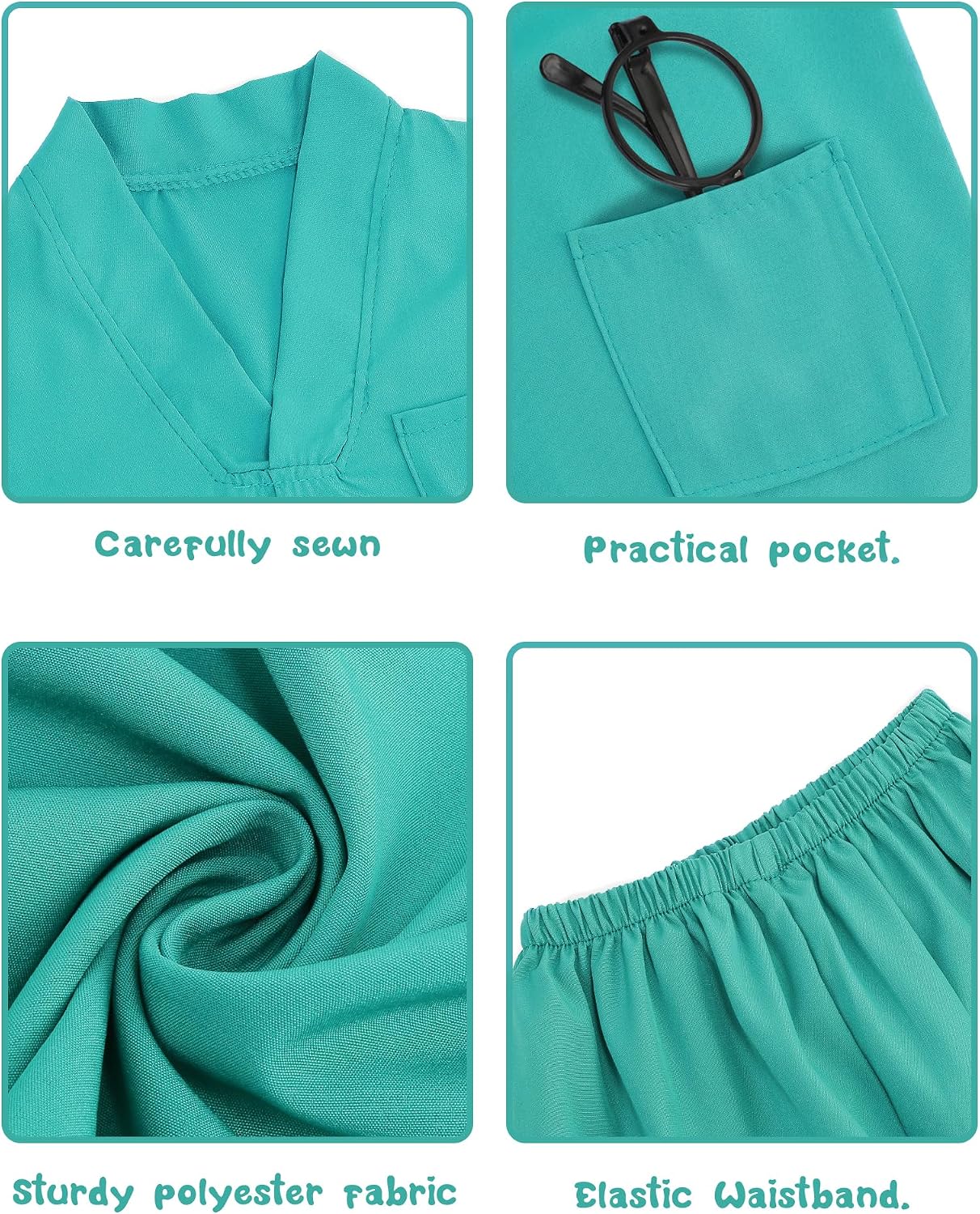 Detalle de ICECUTE Kids' Doctor Scrubs Costume, 7-Piece Set with Working Stethoscope