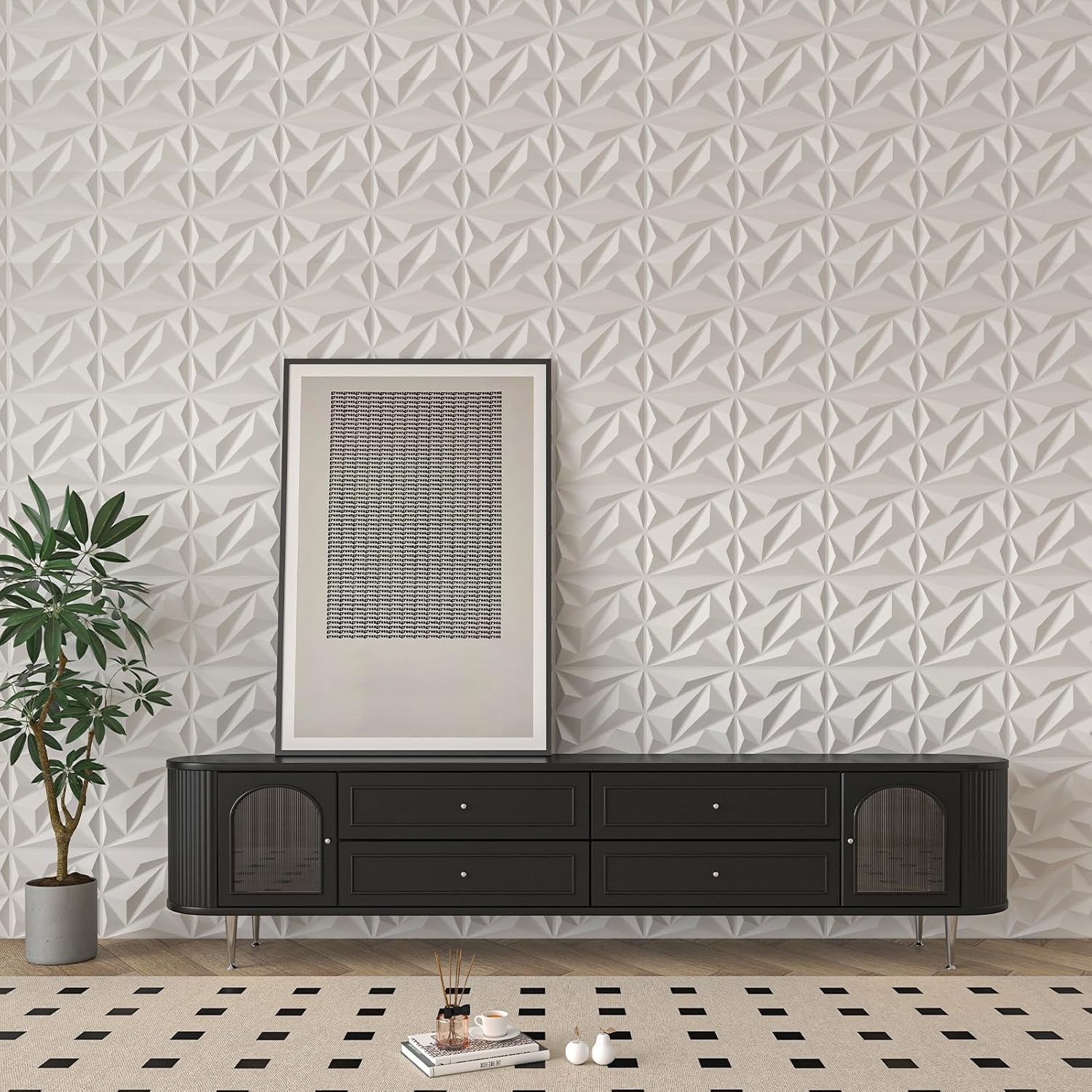 Thumbnail 6 de Art3dwallpanels 3D Diamond Wall Panels, 50-Pack, White, 12 x 12 in