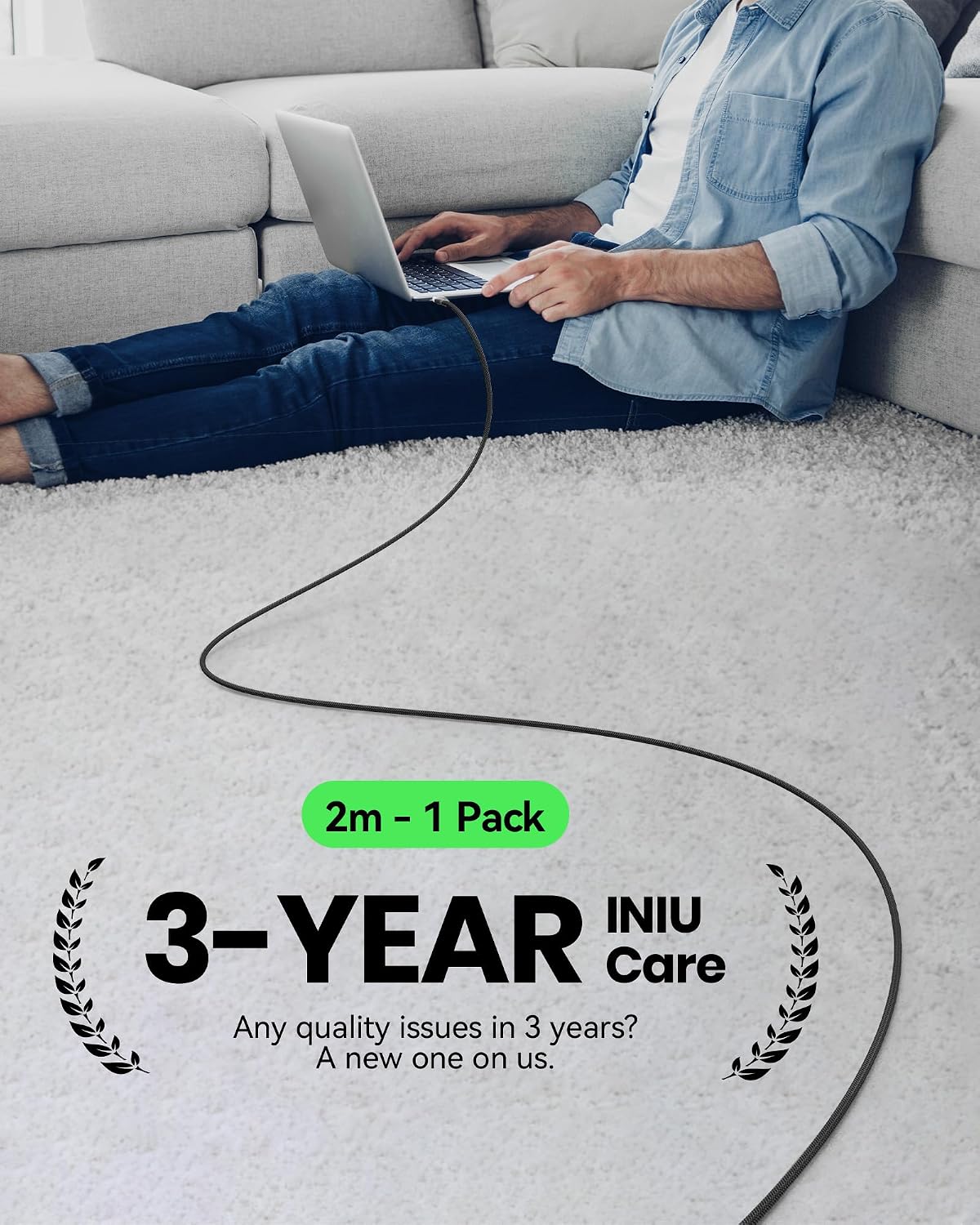 Thumbnail 6 de INIU DI-D5CC USB-C to USB-C Cable, 2m, 100W with LED Indicator