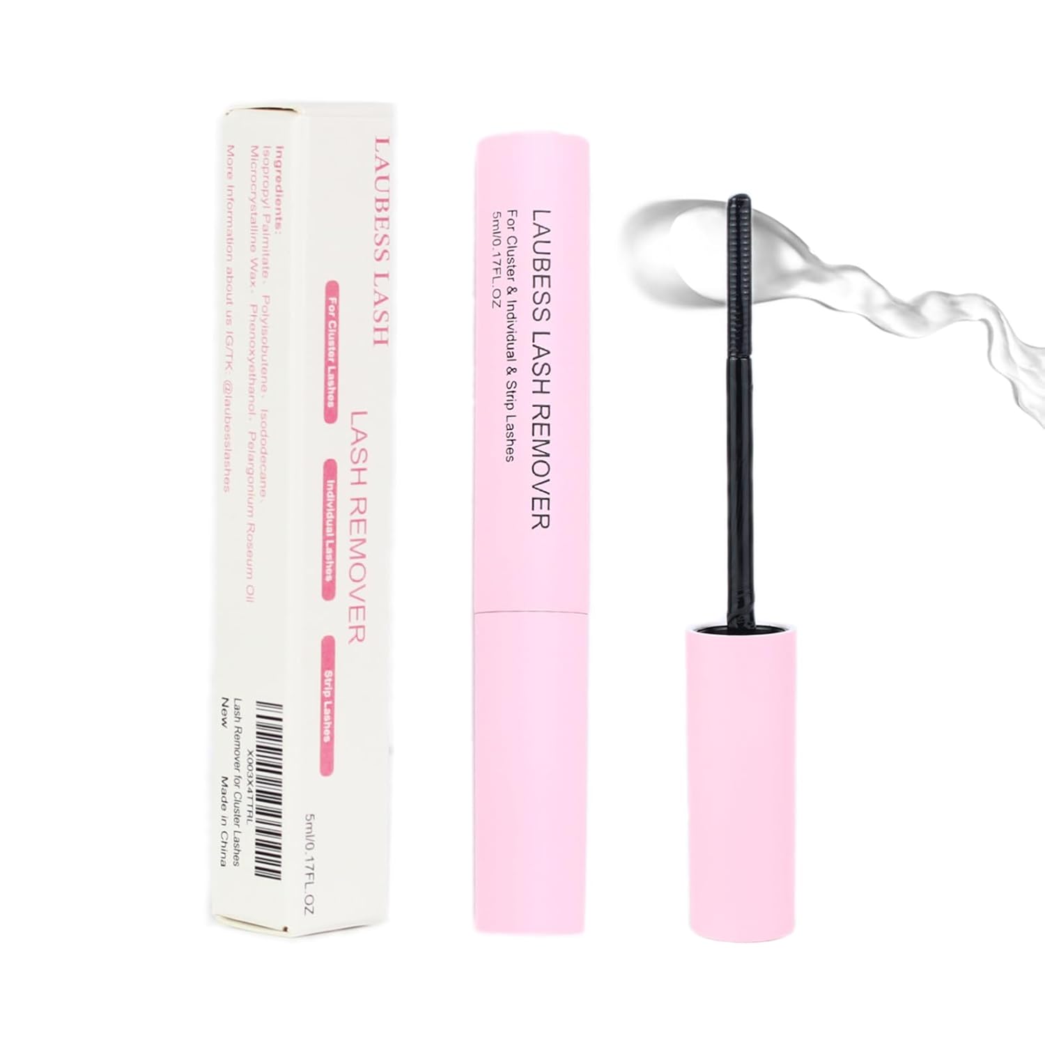 Detalle de LAUBESS Lash Remover for Cluster Lashes, 5ml — Gentle DIY Lash Extension Remover for Home Use