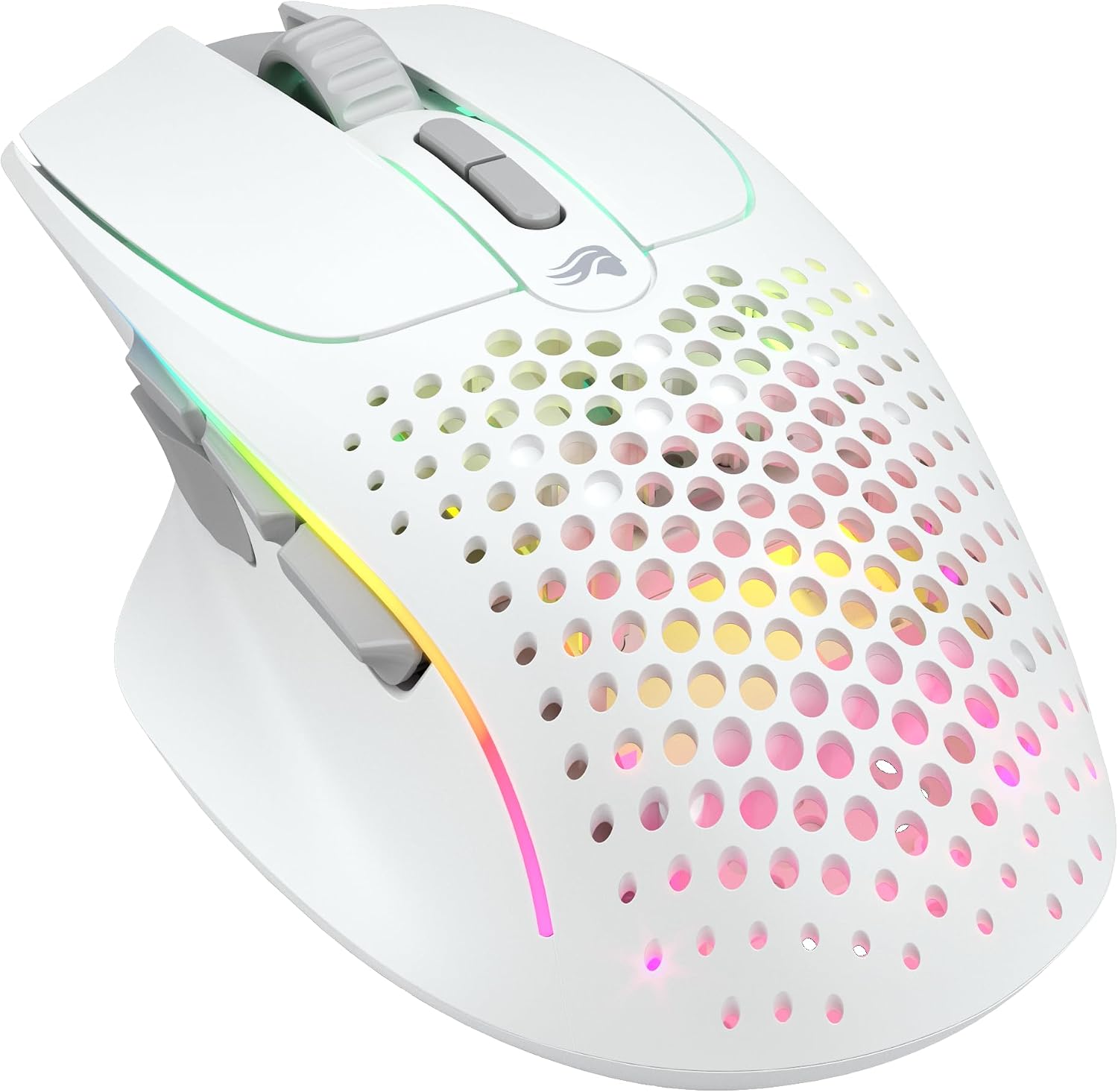 Detalle de GLORIOUS Gaming Model I 2 Wireless Gaming-Maus (Hybrid: 2,4 GHz & Bluetooth) – 75 g, 9 Tasten, weiß