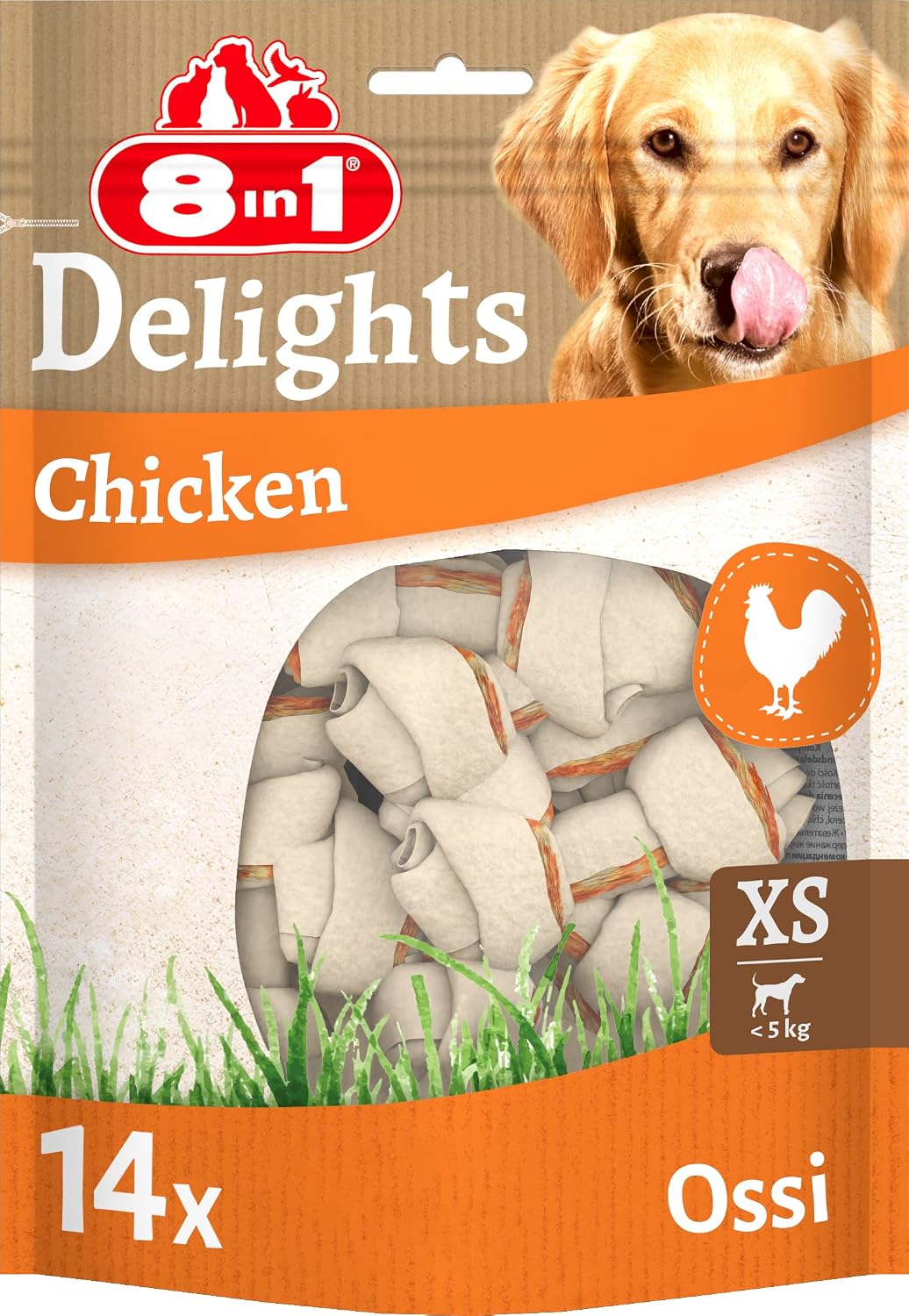 Detalle de 8in1 Delights XS Chicken Bones – Ossa da masticare per cani di piccola taglia (14 pezzi)