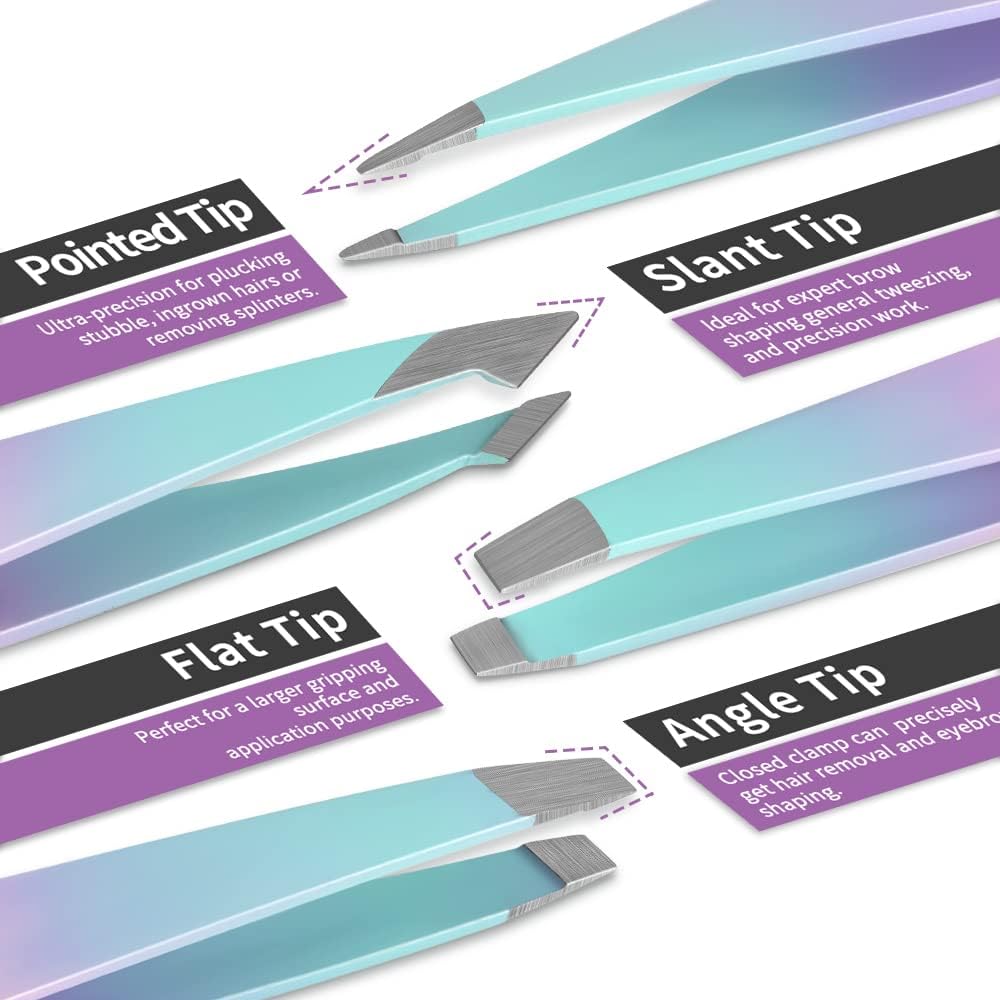 Detalle de TsMADDTs 7-Piece Eyebrow Tweezers Set with Curved Scissor and Razor