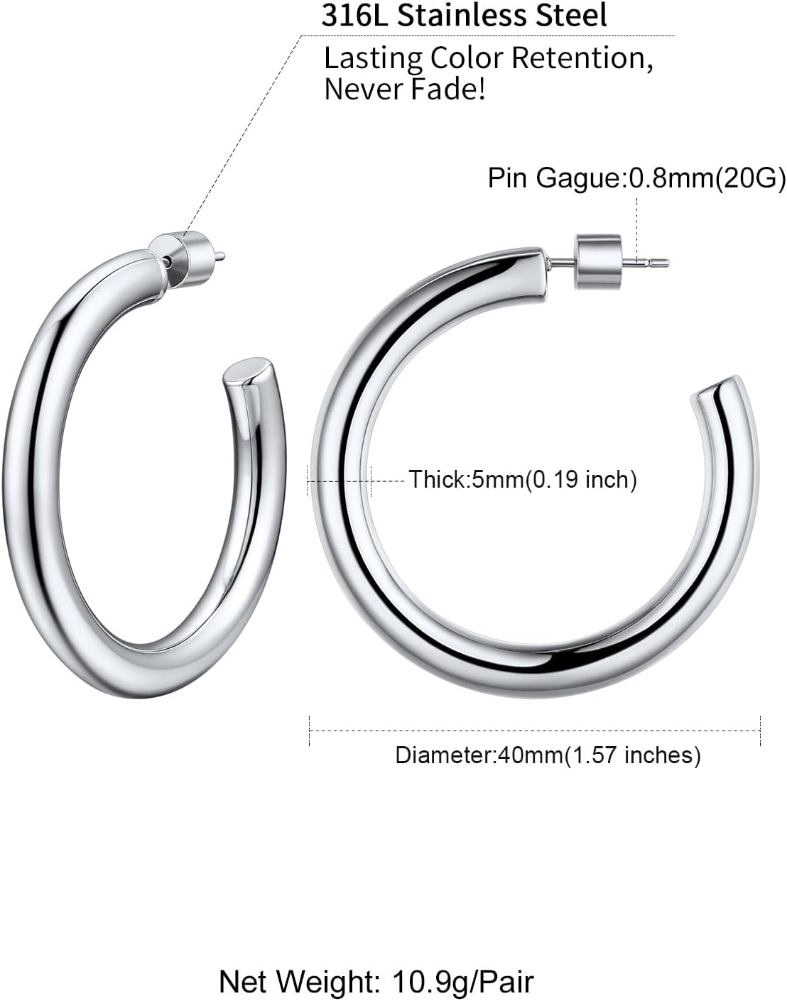 Detalle de ChainsHouse Boucle d Oreille Creole 30 mm