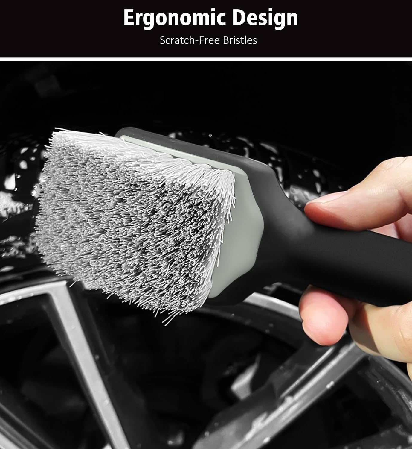 Thumbnail 6 de YeewayVeh 5PCS Pro Wheel Detailing Kit: 360° Bendable Wheel Brush, Premium Boar Hair Brush & Tire Shine Applicator